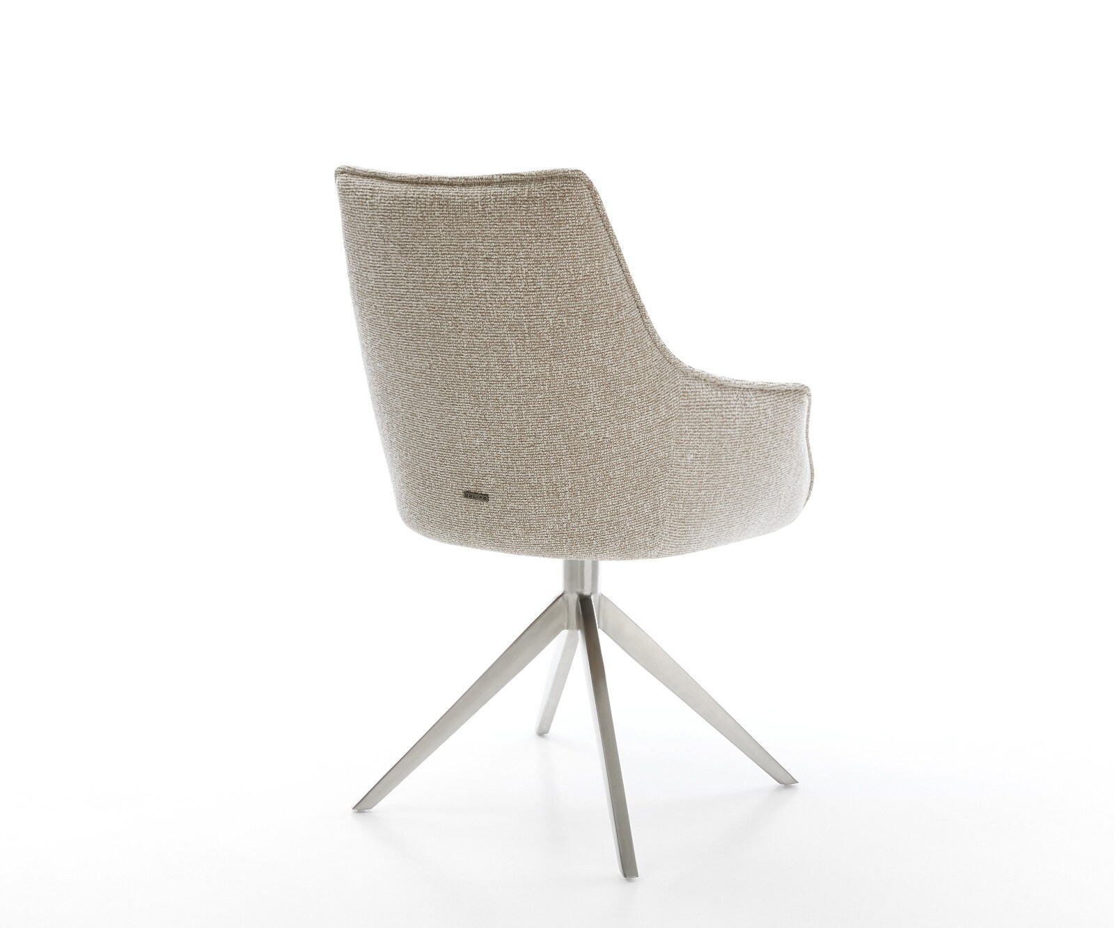 Draaistoel Alja-Flex met armleuning geweven stof beige kruisframe breed roestvrij staal 360° draaibaar pocketveer kern 4