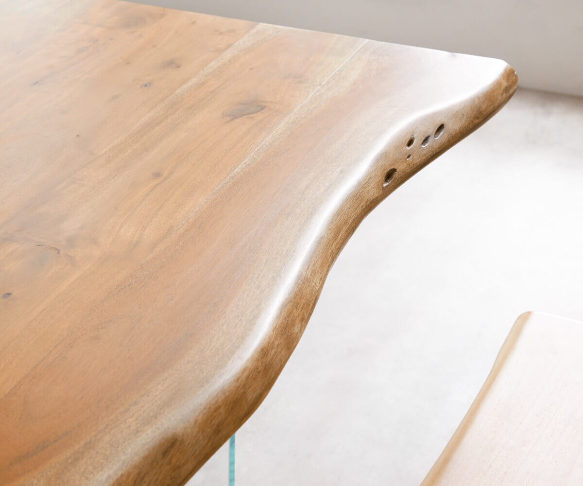 Eettafel Edge 200x100 acacia natuur verre Live-Edge 5