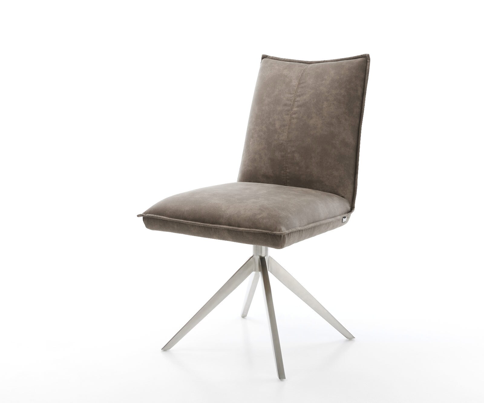 Draaistoel Lelio-Flex microvelours taupe vintage kruisframe breed roestvrij staal 360° draaibaar rocker-functie pocketveer kern