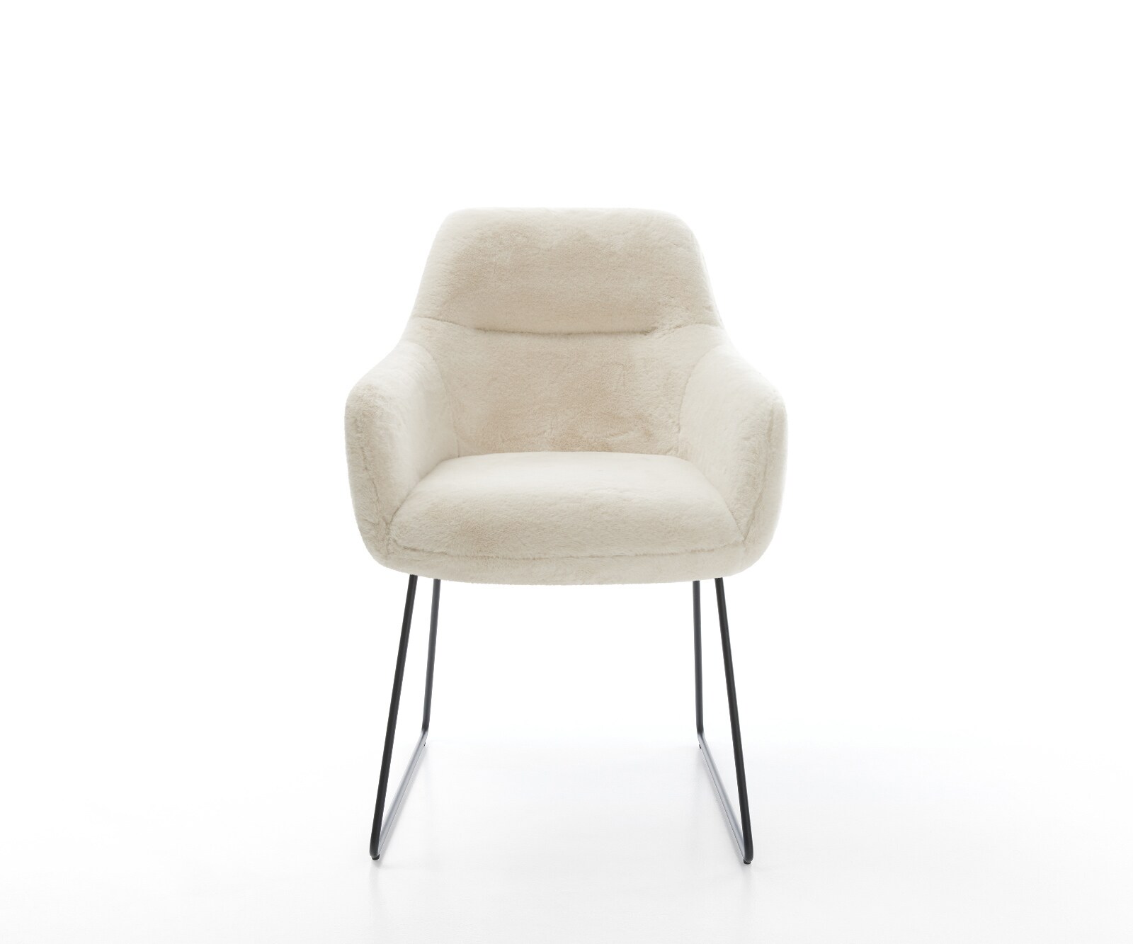 Eetkamerstoel Pejo-Flex pluchen crème-wit slipframe zwart pocketveer kern 1