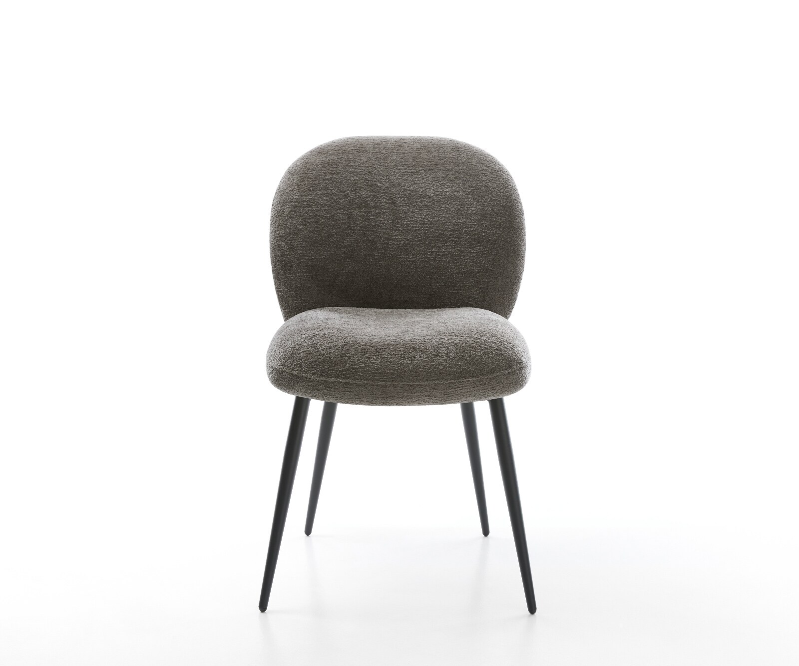 Eetkamerstoel Nube-Flex bouclé zacht mud 4-poot conisch zwart pocketveer kern 2