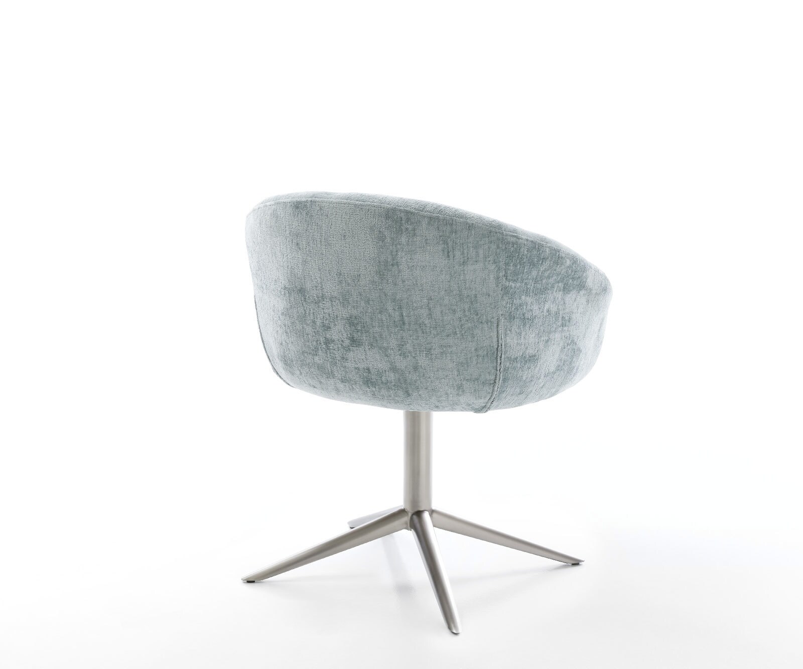 Draaistoel Vinka-Flex met armleuning chenille pastelblauw kruispoot roestvrij staal 360° draaibaar rocker-functie pocketveer kern 5