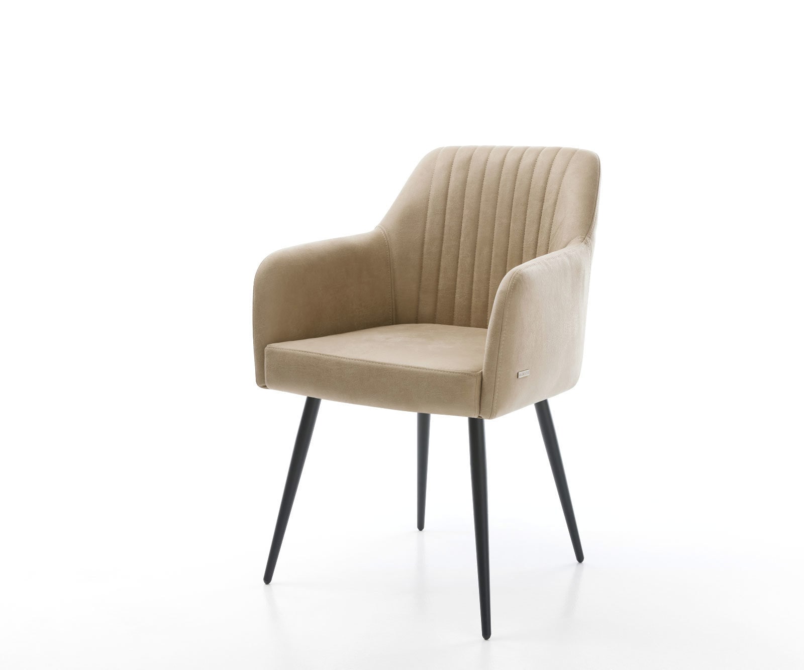 Eetkamerstoel Greg-Flex microvelours beige vintage 4-poot conisch zwart pocketveer kern Eetkamerstoel Greg-Flex microvelours beige vintage 4-poot conisch zwart pocketveer kern