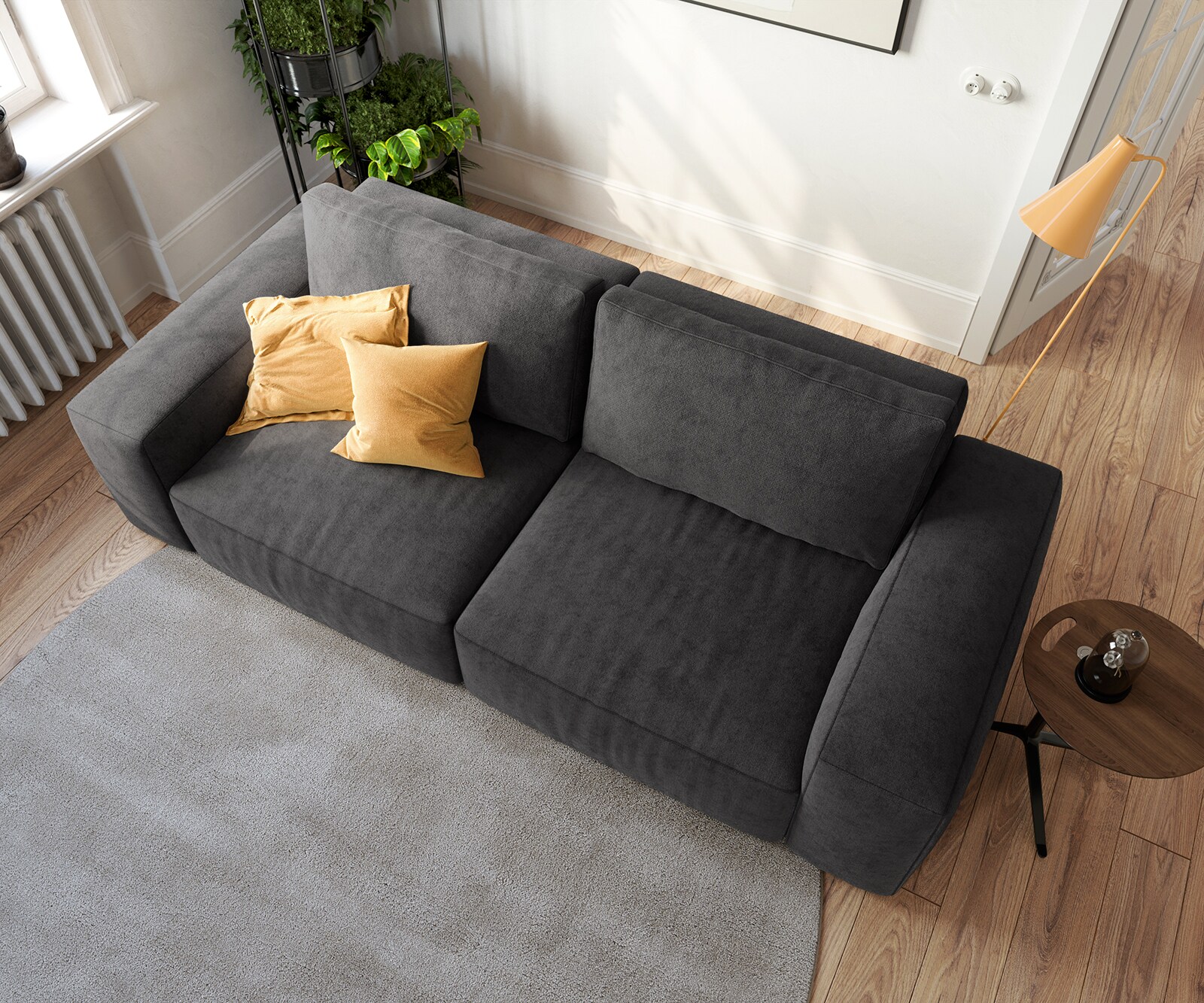 Big-sofa Lanzo 230x95 cm microvezel zwart 3