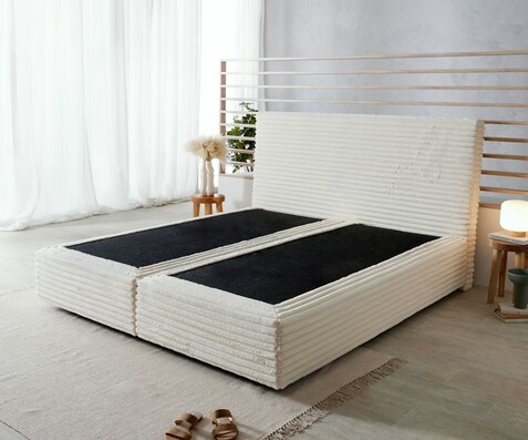 Boxspring frame Dream-Well pluche corduroy beige 180x200 cm