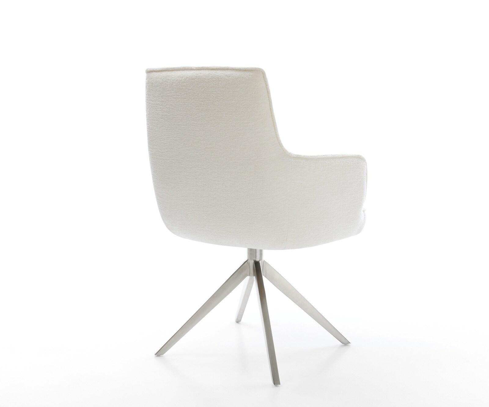 Draaistoel Heira-Flex met armleuning bouclé zacht beige kruisframe breed roestvrij staal 360° draaibaar rocker-functie pocketveer kern 5