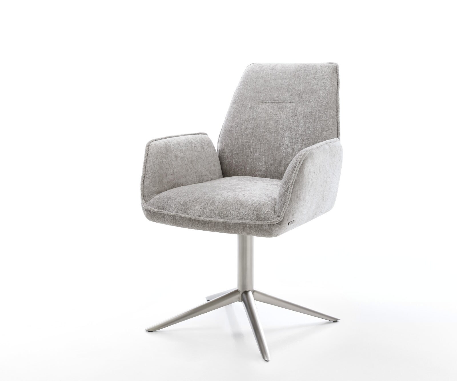Draaistoel Zoa-Flex chenille zilver grijs kruispoot roestvrij staal 360° draaibaar rocker-functie pocketveer kern 1