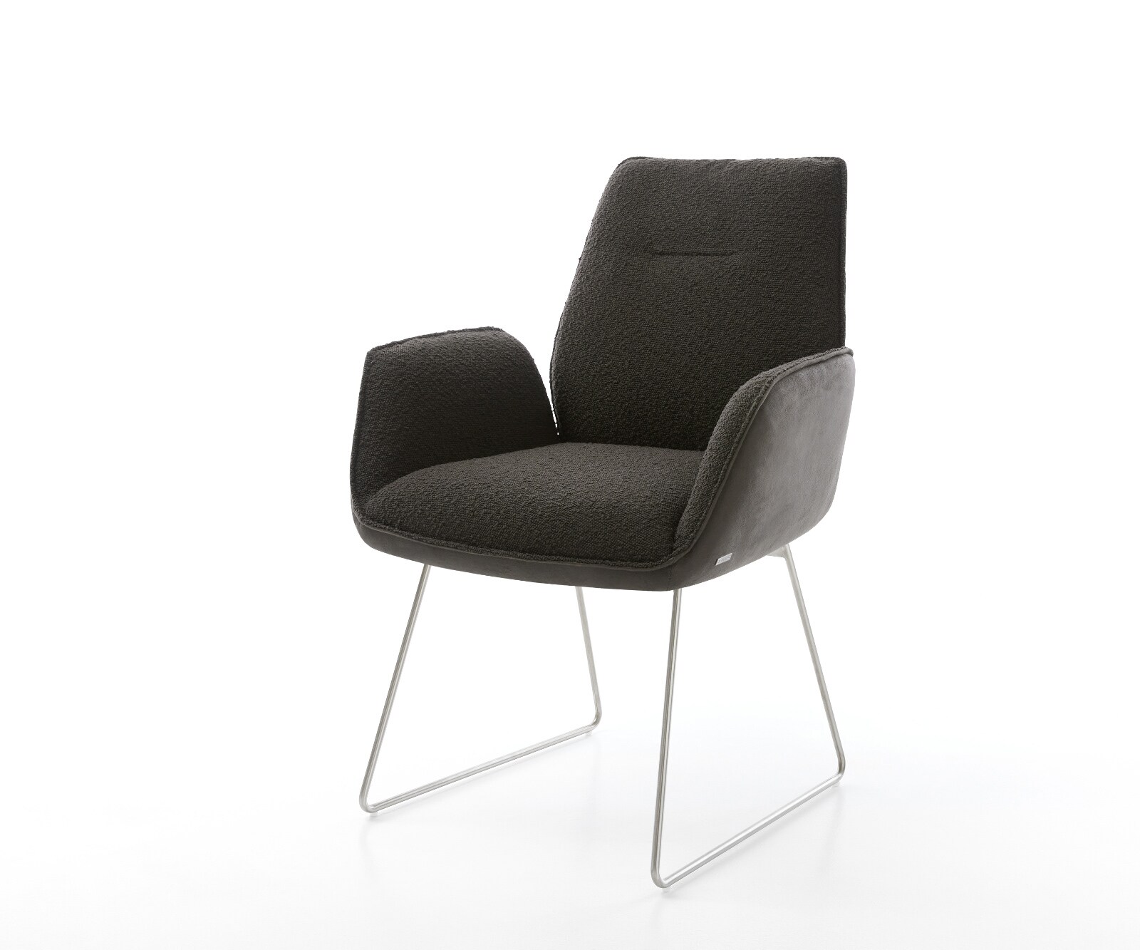 Eetkamerstoel Zoa-Flex materiaalmix zwart slipframe roestvrij staal pocketveer kern 1