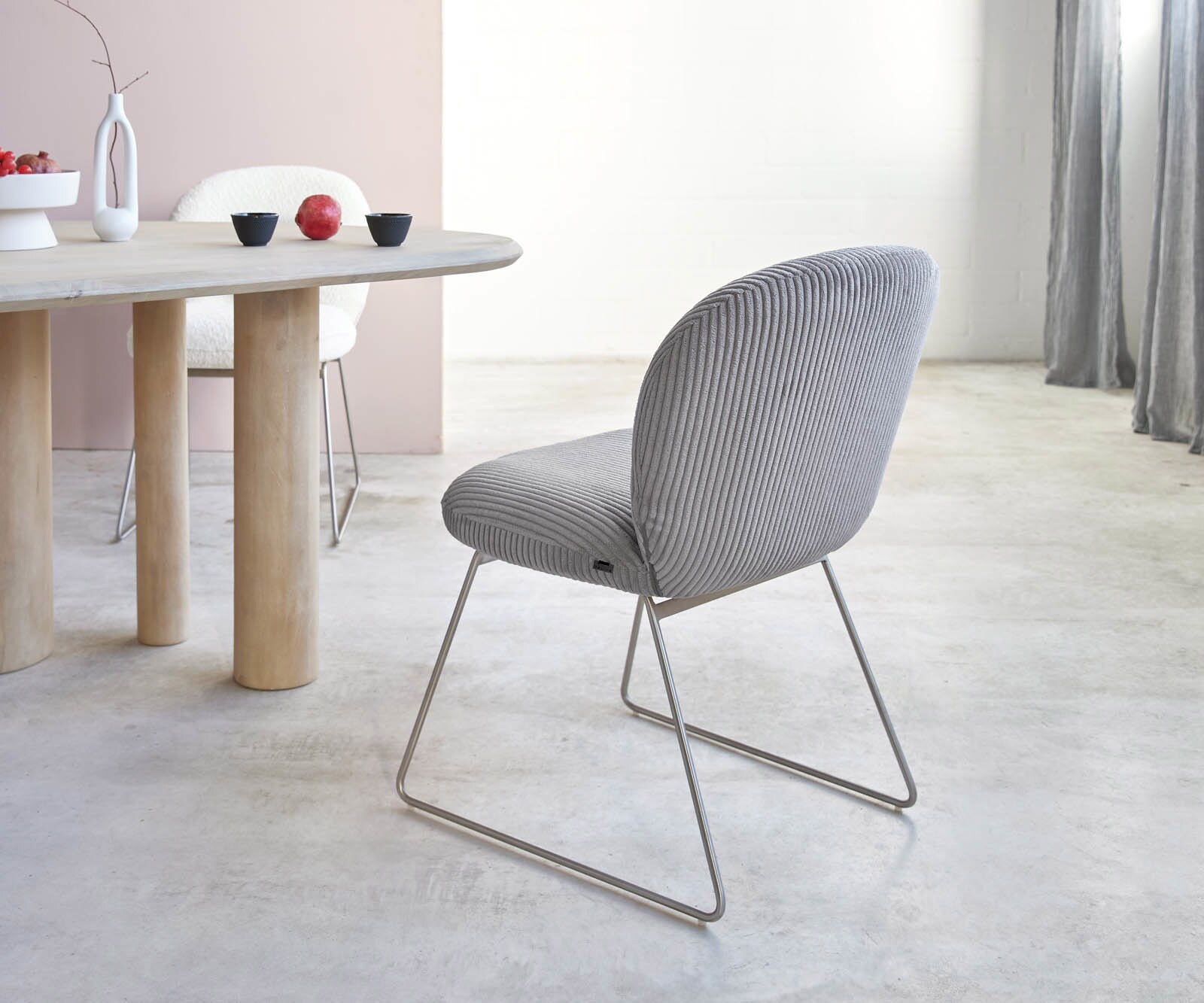 Eetkamerstoel Nube-Flex koord zilver grijs slipframe roestvrij staal pocketveer kern 4 Eetkamerstoel Nube-Flex koord zilver grijs slipframe roestvrij staal pocketveer kern 4