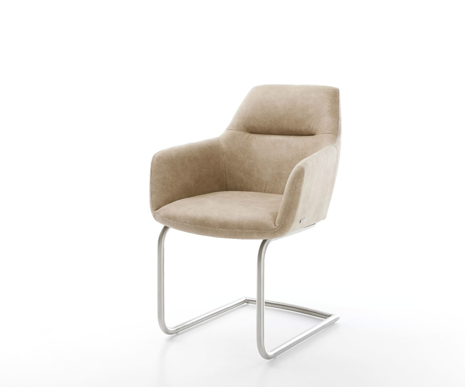 Sledemodel Pejo-Flex microvelours beige vintage sledemodel rond roestvrij staal pocketveer kern