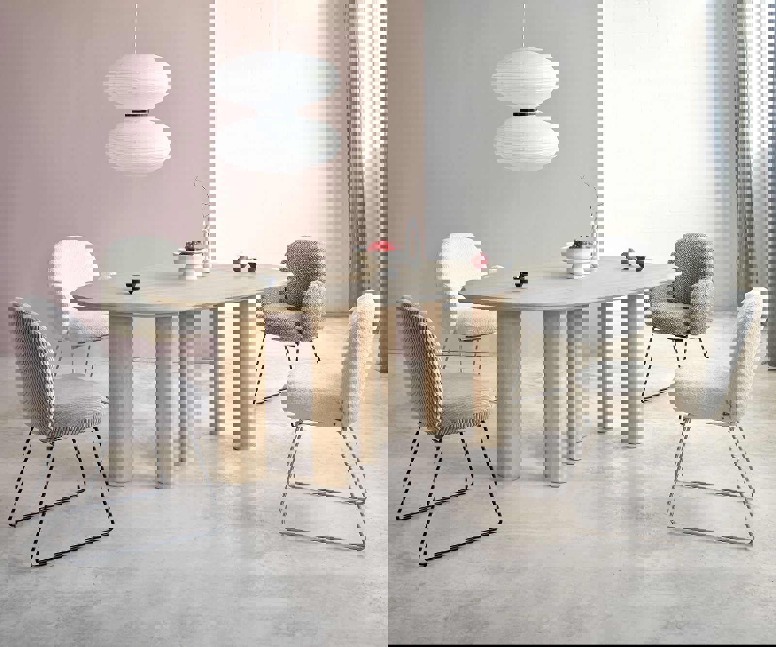 Eetkamerstoel Nube-Flex koord zilver grijs slipframe roestvrij staal pocketveer kern 3 Eetkamerstoel Nube-Flex koord zilver grijs slipframe roestvrij staal pocketveer kern 3