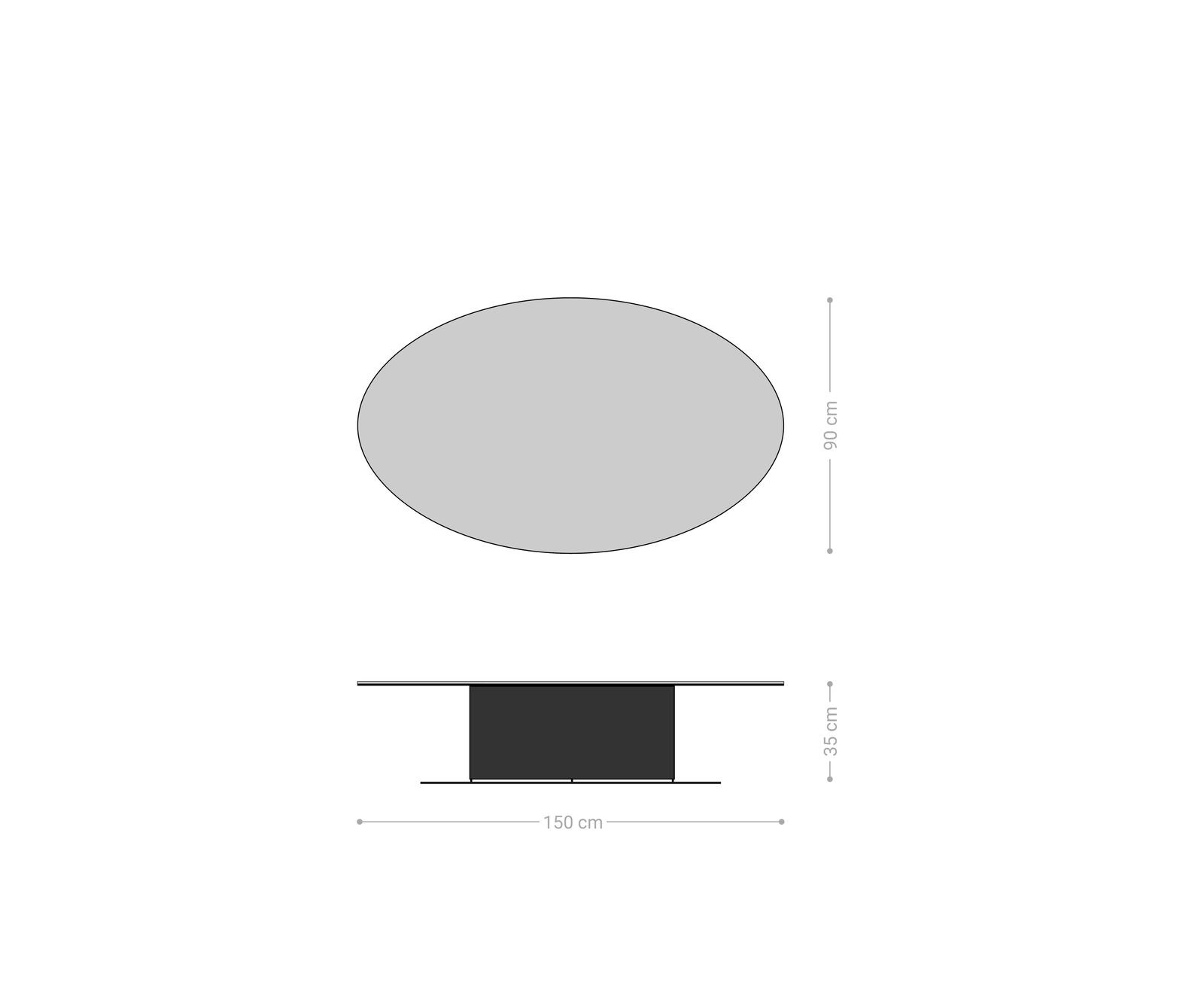 Salontafel Casilda 150x90 cm keramiek Minas Melange wit-beige middenpoot titaniumeffect 8