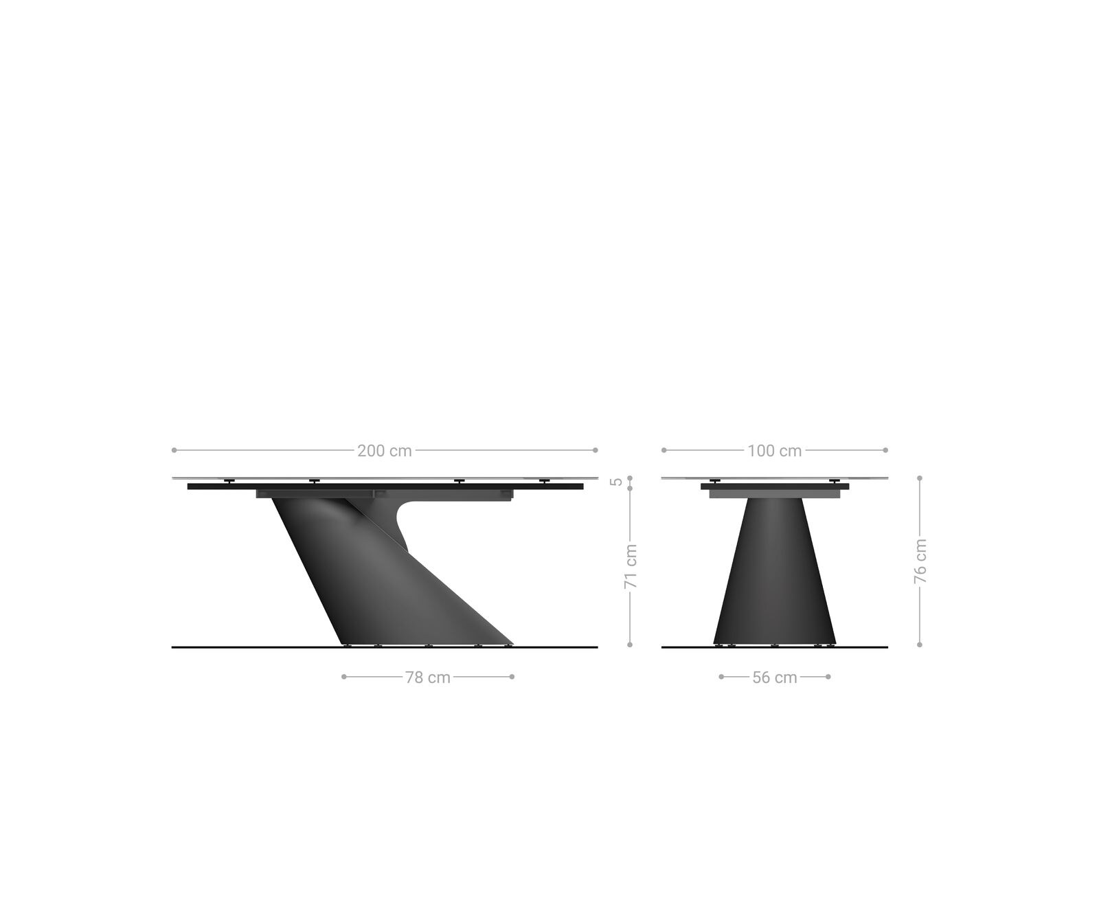 Eettafel Edge Boot 200x100 keramiek  Minas Melange wit-beige  Cono metaal goud 8