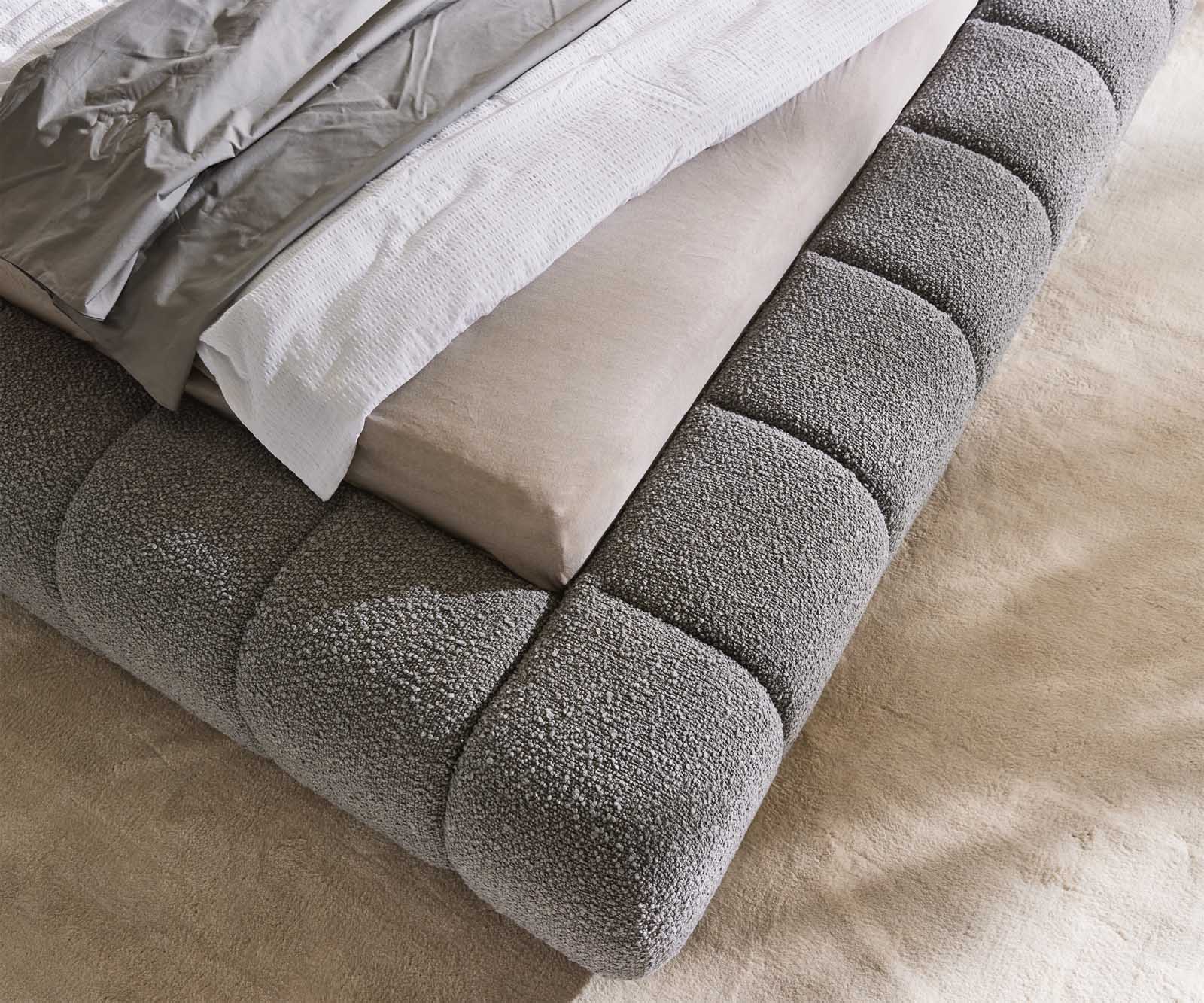 Cutio 140x200 cm bouclé zilvergrijs gestoffeerd bedframe 4