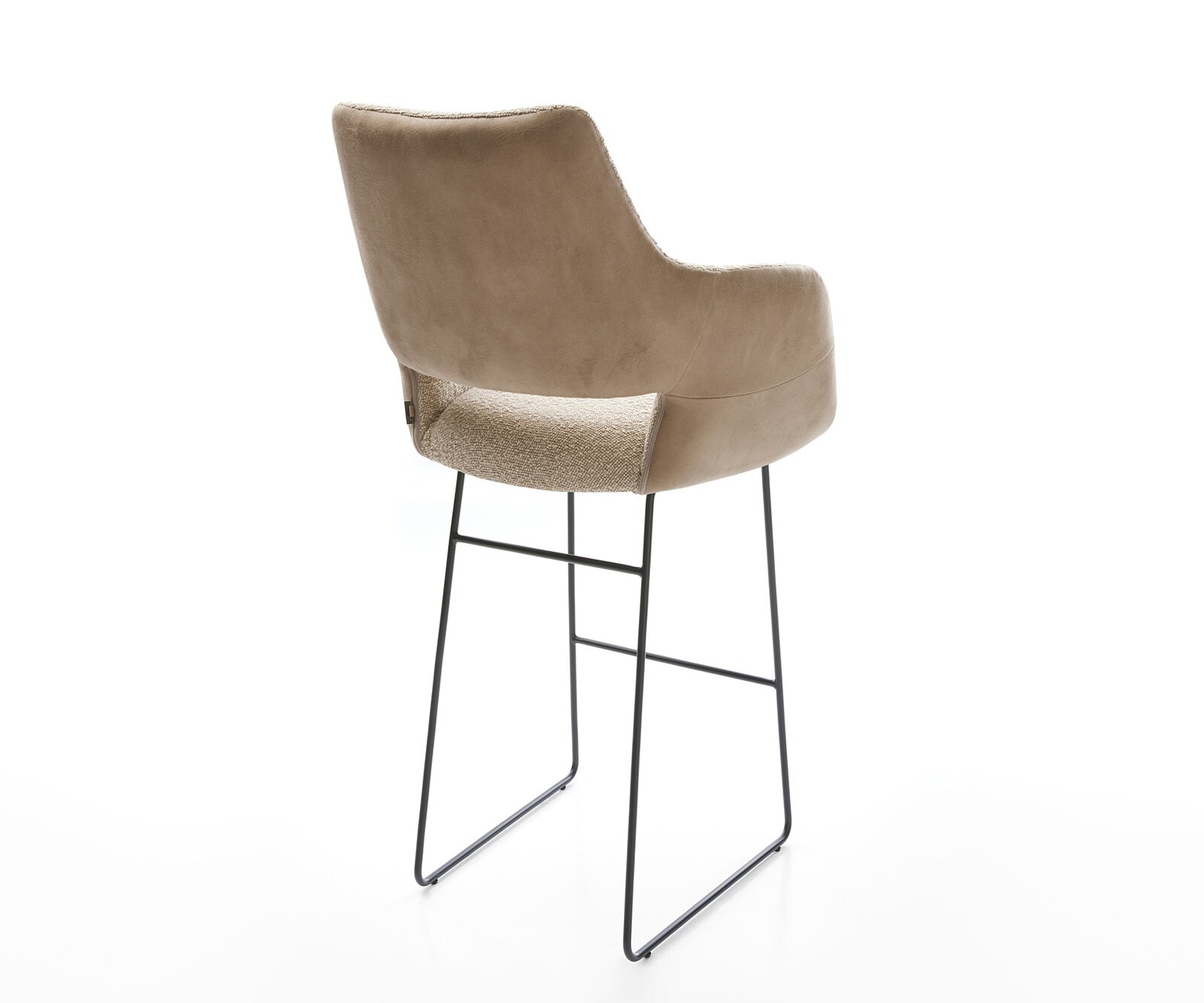 Barstoel Yago-Flex Mix van materialen Microvezel modder / bouclé modder Metalen sledestoel Zwart Pocketvering 5