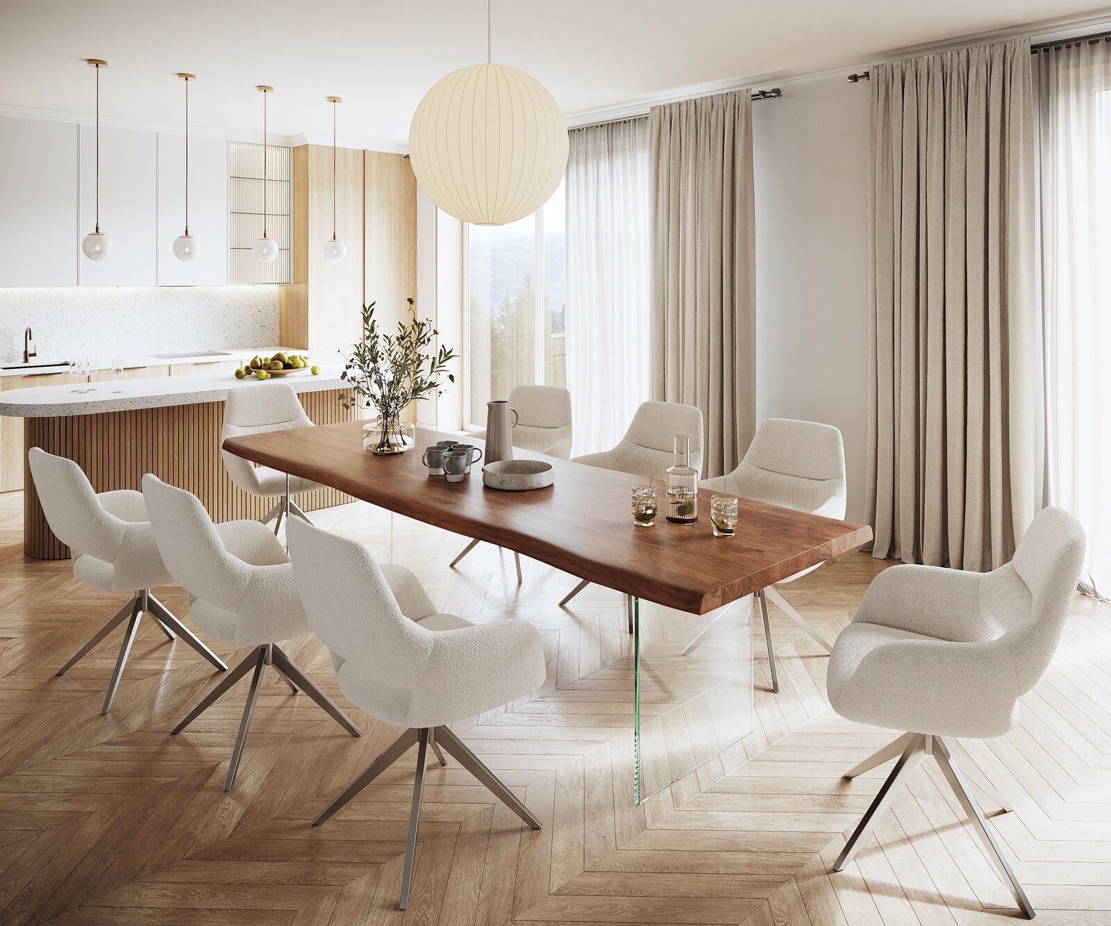 Eettafel Edge 300x100 XL acacia bruin  glas Live-Edge 6