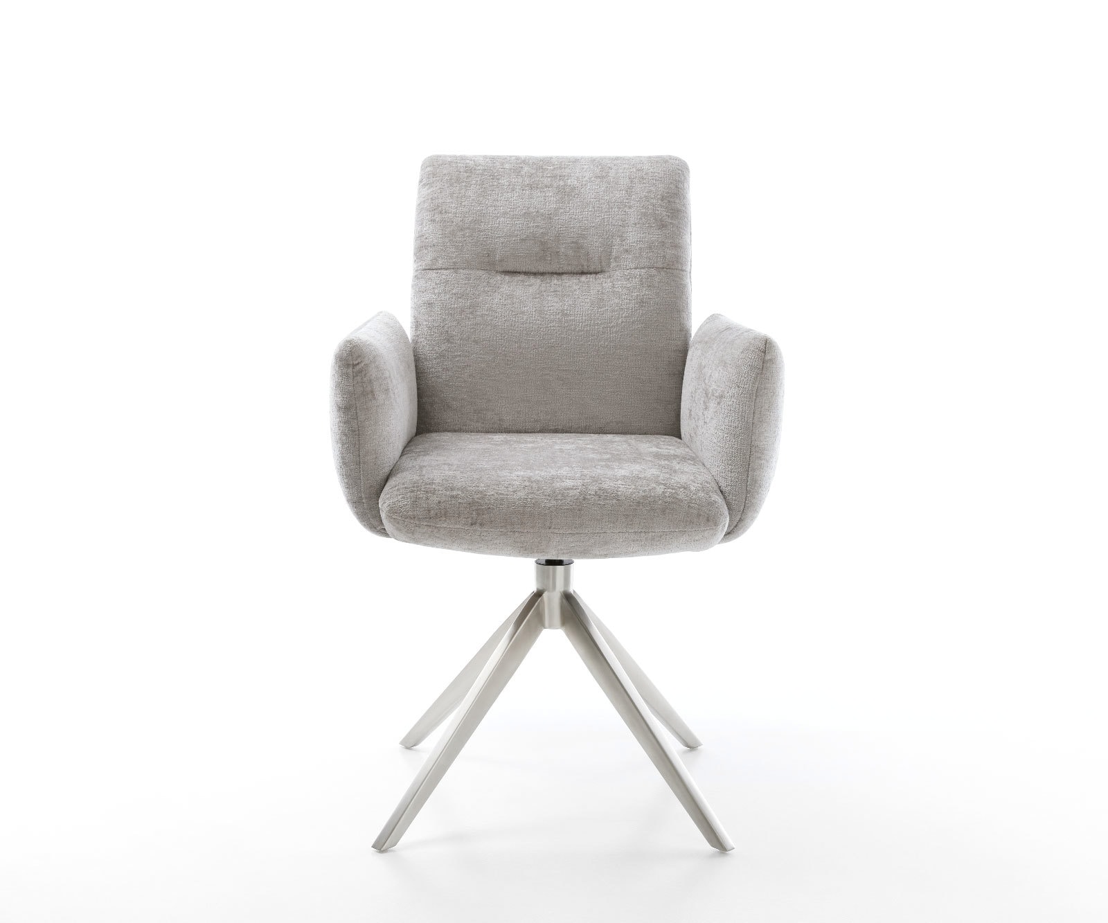 Draaistoel Jova-Flex met armleuning chenille zilver grijs kruisframe breed roestvrij staal 360° draaibaar rocker-functie pocketveer kern 1 Draaistoel Jova-Flex met armleuning chenille zilver grijs kruisframe breed roestvrij staal 360° draaibaar rocker-functie pocketveer kern 1