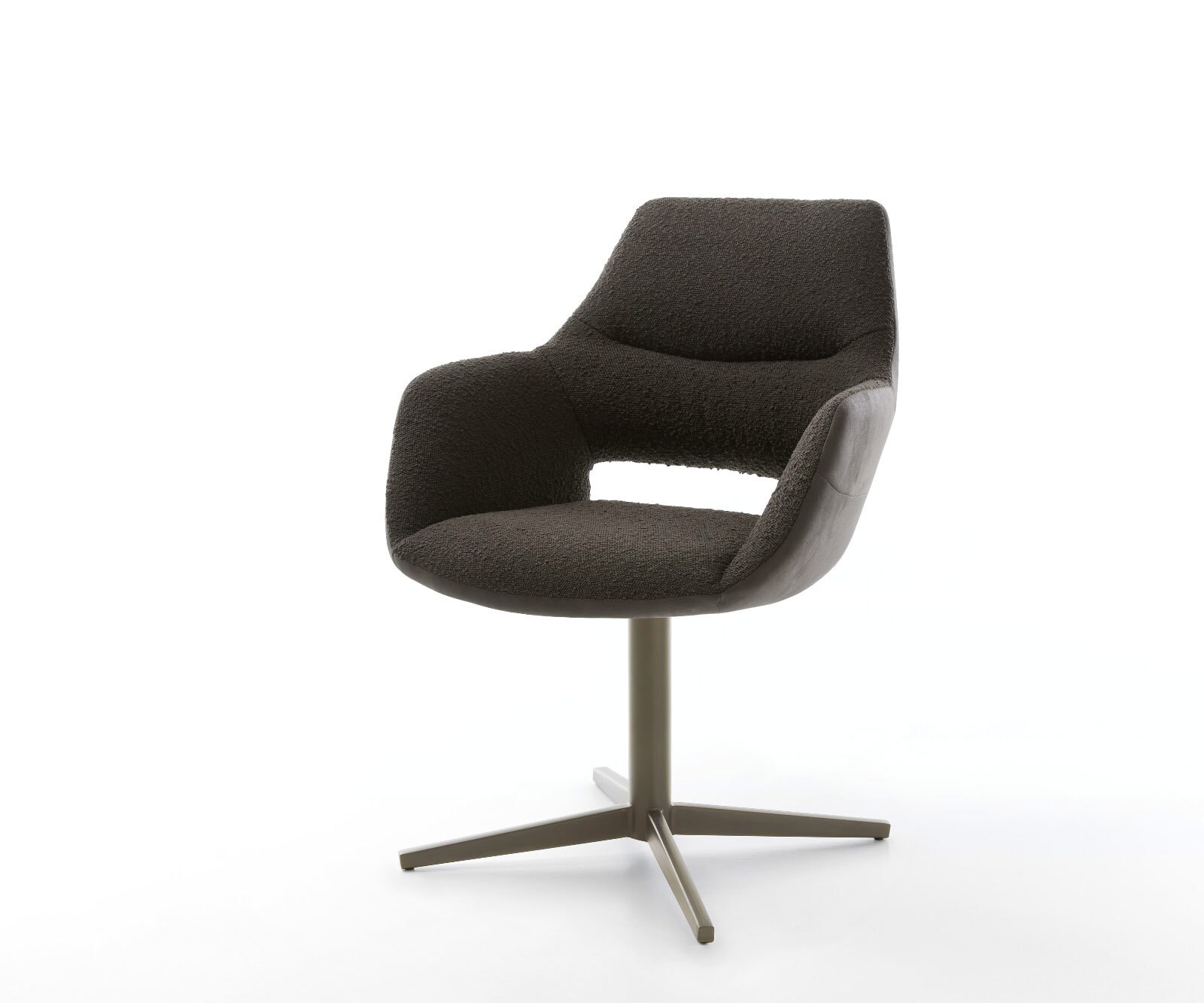 Draaistoel Yago-Flex met armleuning materiaalmix zwart kruispoot afwerking met titanium 360° draaibaar pocketveer kern