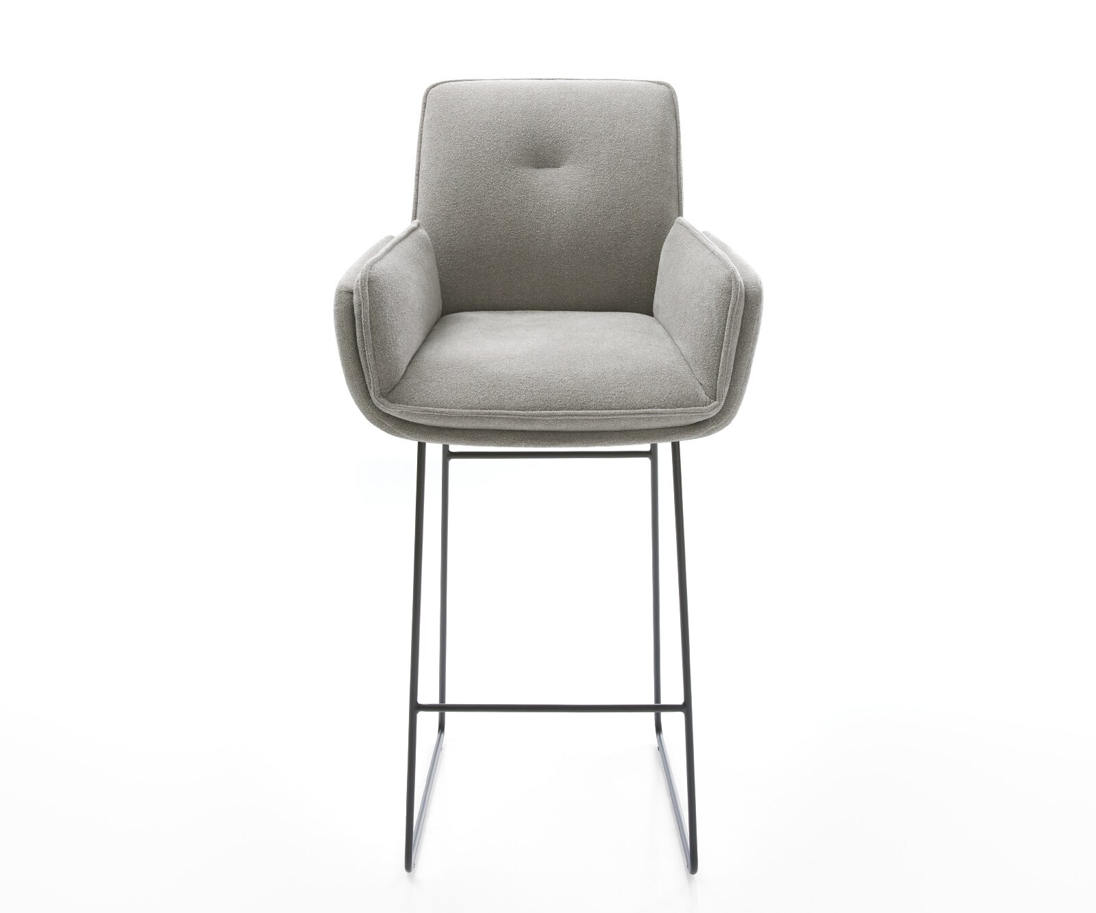 Barstoel Nela-Flex Zachte stof met structuur Grijs Sledeonderstel metaal zwart Zwart 2