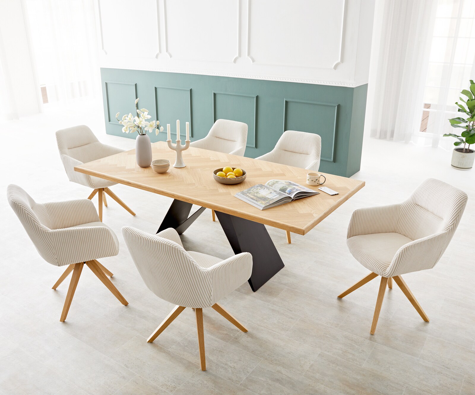 Eetkamerstoel Pejo-Flex koord beige houten frame hoekig natuur pocketveer kern 3