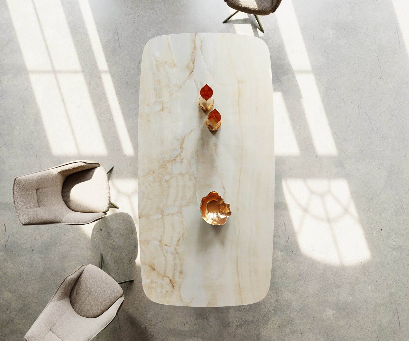 Eettafel Edge Boot 240x120 keramiek  Iris FMG Onice Oro Cono metaal goud 3
