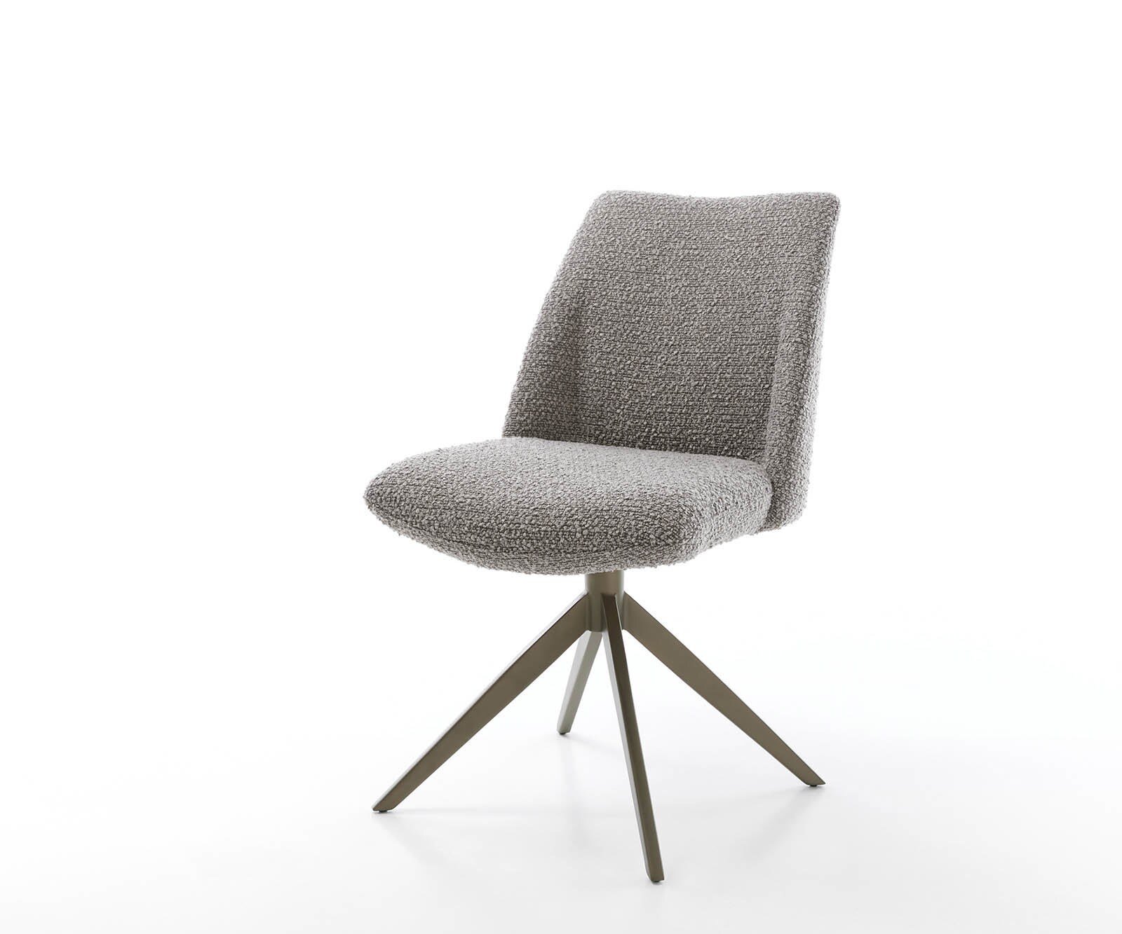 Draaistoel Elso-Flex bouclé zilver grijs kruisframe breed afwerking met titanium 360° draaibaar pocketveer kern