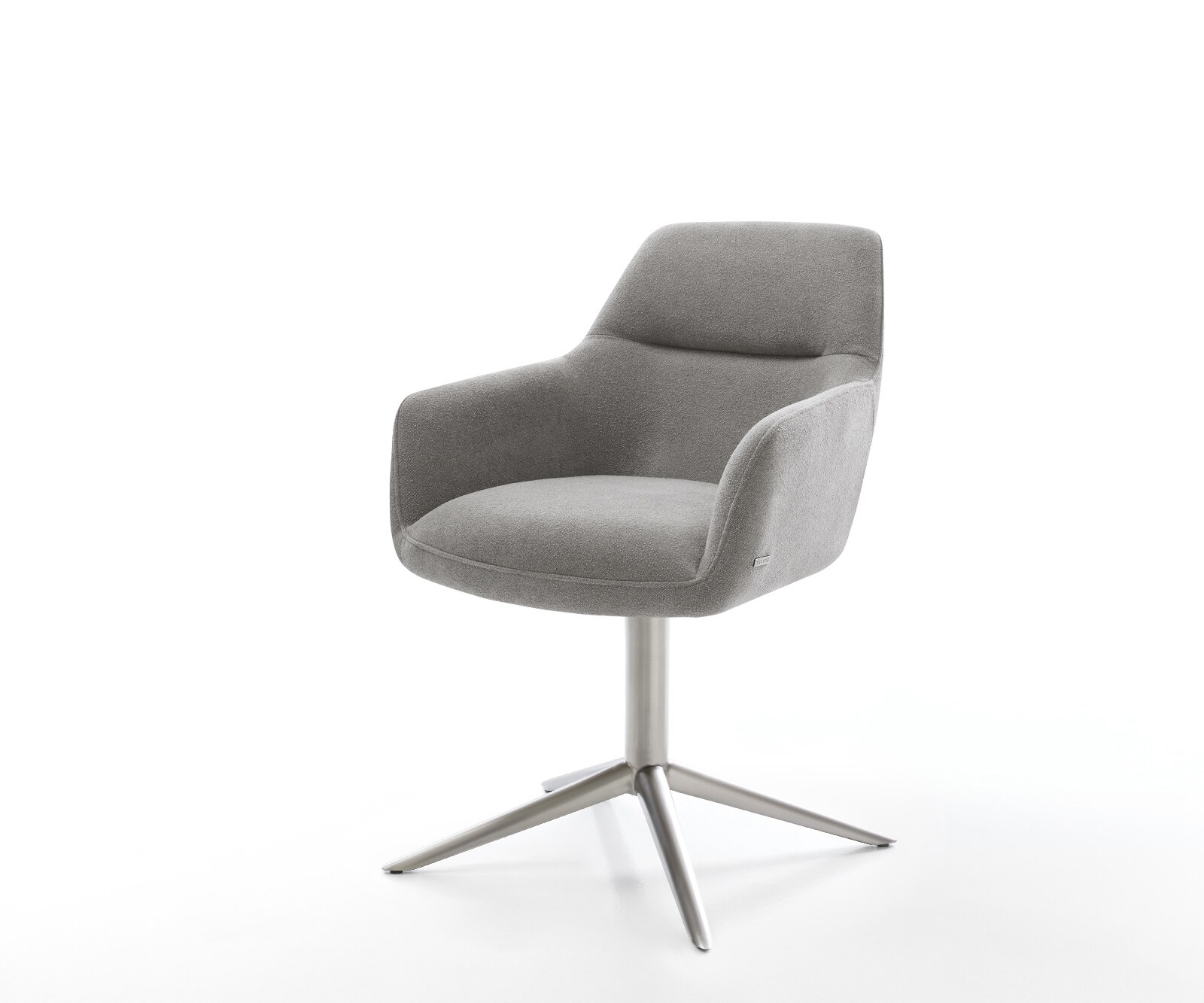 Draaistoel Pejo-Flex zachte stof met structuur grijs kruispoot roestvrij staal 360° draaibaar rocker-functie pocketveer kern 1