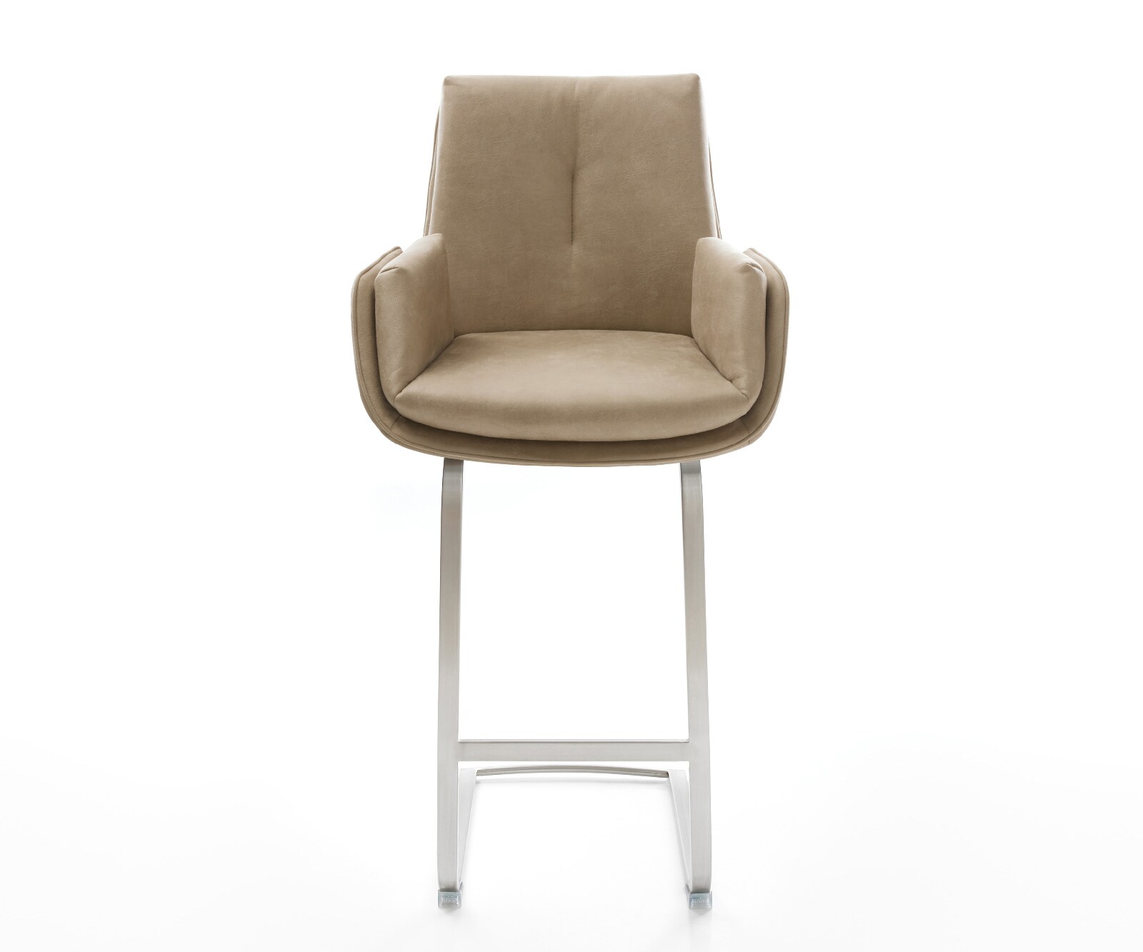 Barstoel Clea-Flex Microvezel Beige Vintage Vrijkantelframe plat roestvrij staal Zilver 2