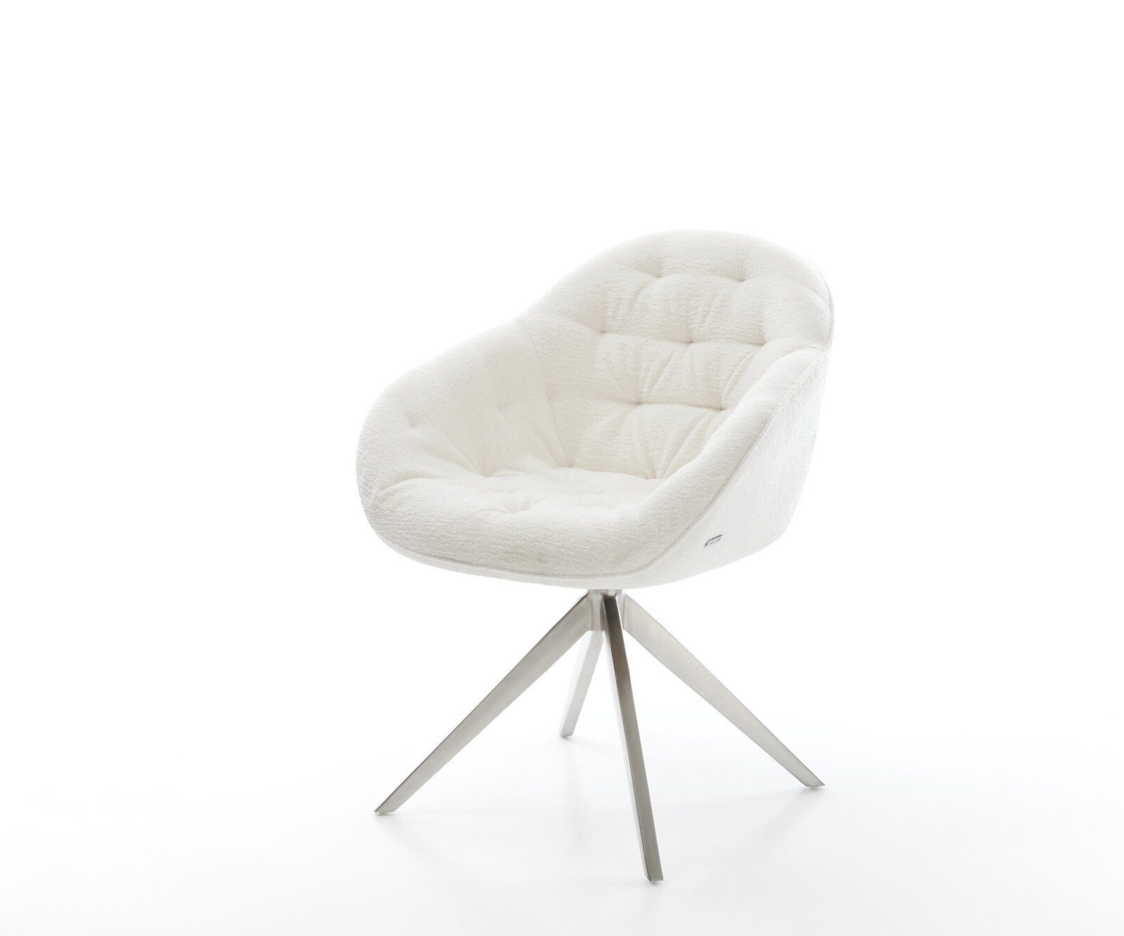 Draaistoel Gaio-Flex bouclé zacht beige kruisframe breed roestvrij staal 360° draaibaar rocker-functie 1