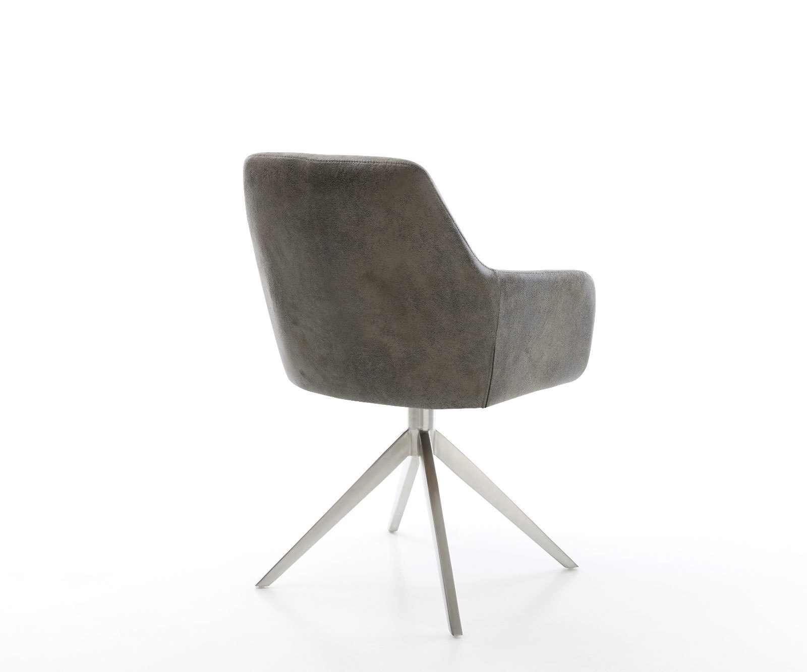 Draaistoel Pejo-Flex microvelours grijs antiek kruisframe breed roestvrij staal 360° draaibaar rocker-functie pocketveer kern 4