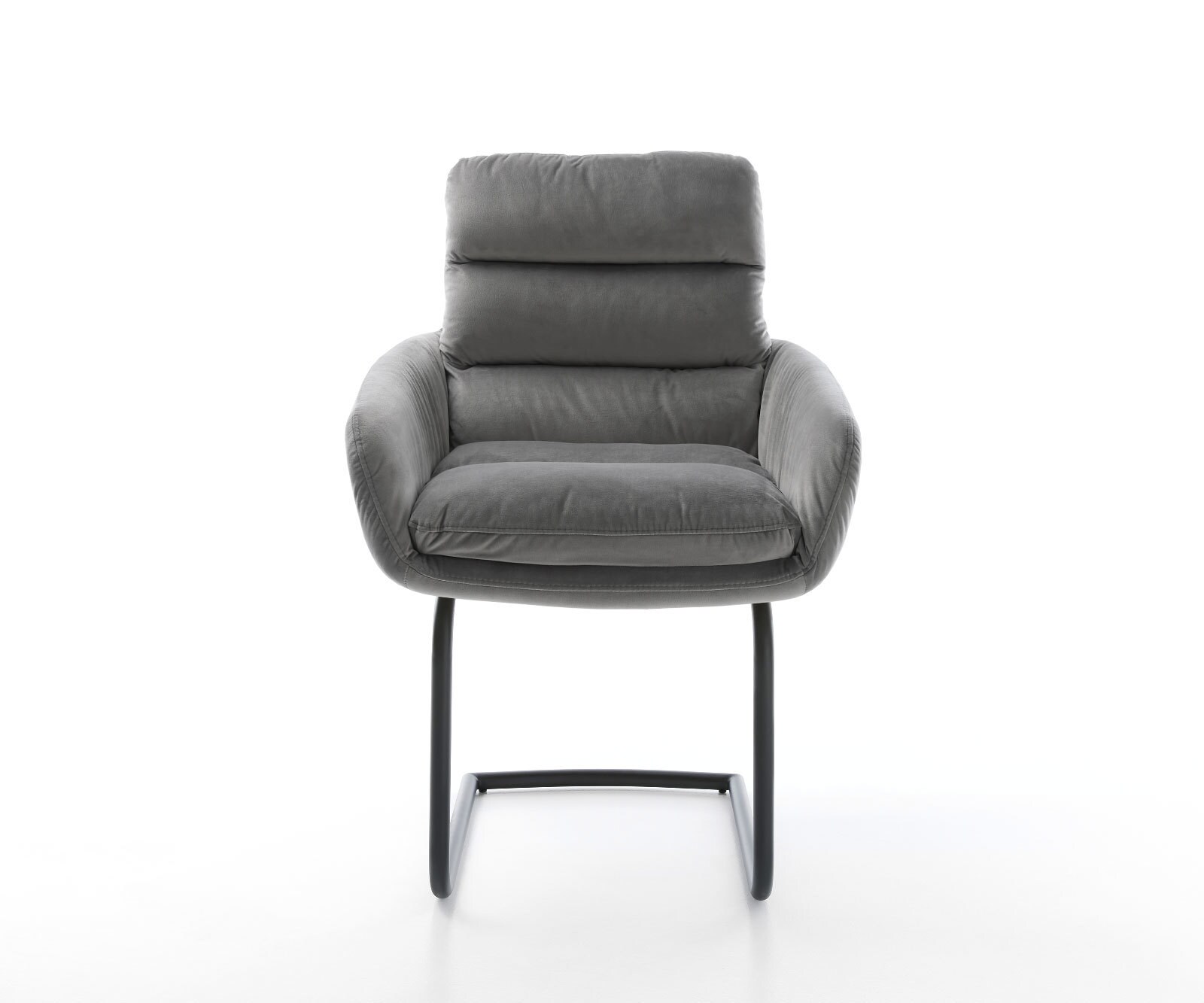 Sledemodel Abelia-Flex met armleuning fluweel grijs sledemodel rond zwart 1 Sledemodel Abelia-Flex met armleuning fluweel grijs sledemodel rond zwart 1