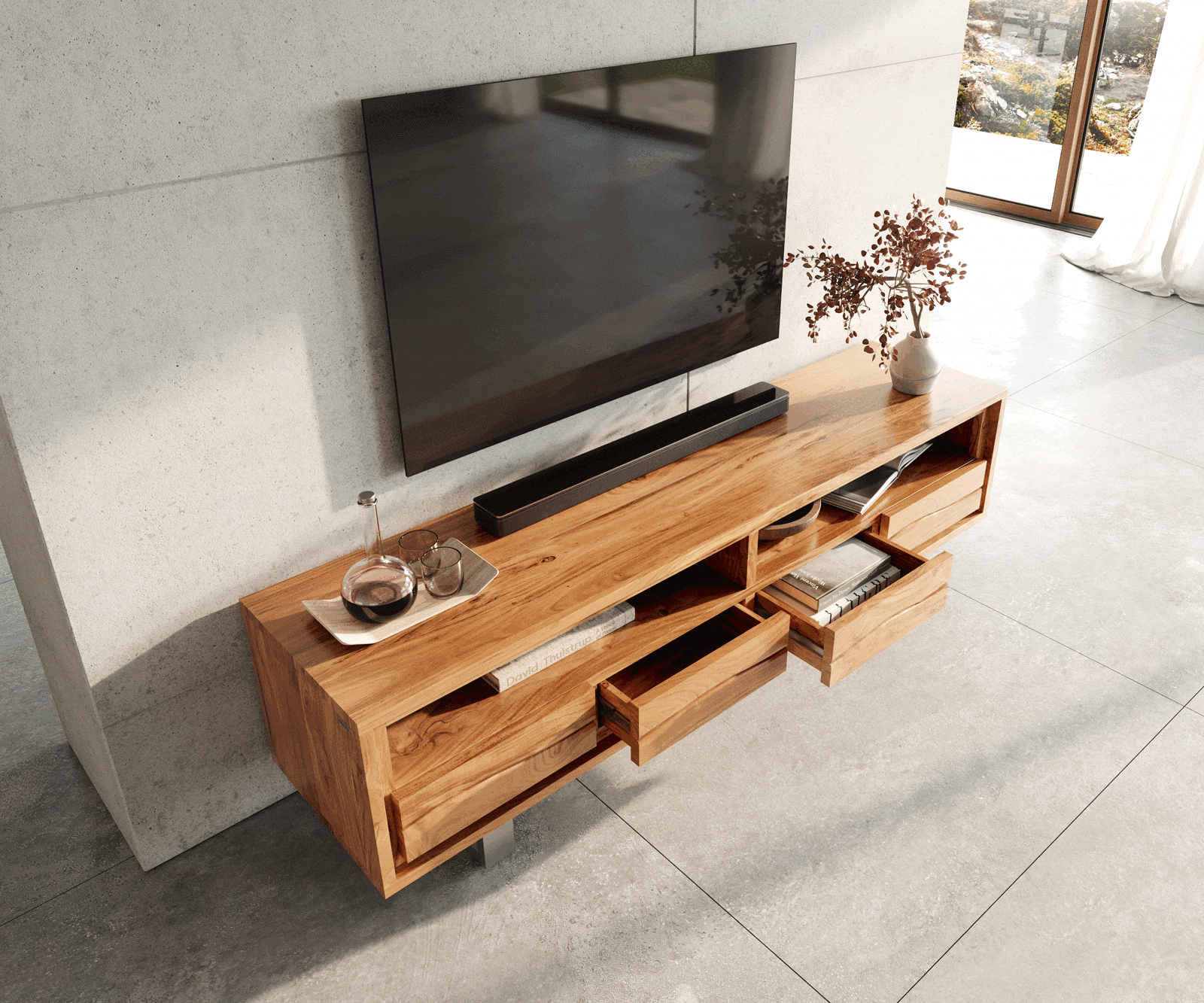 TV-meubel Live-Edge 190 cm acacia natuur 4 laden 3 TV-meubel Live-Edge 190 cm acacia natuur 4 laden 3