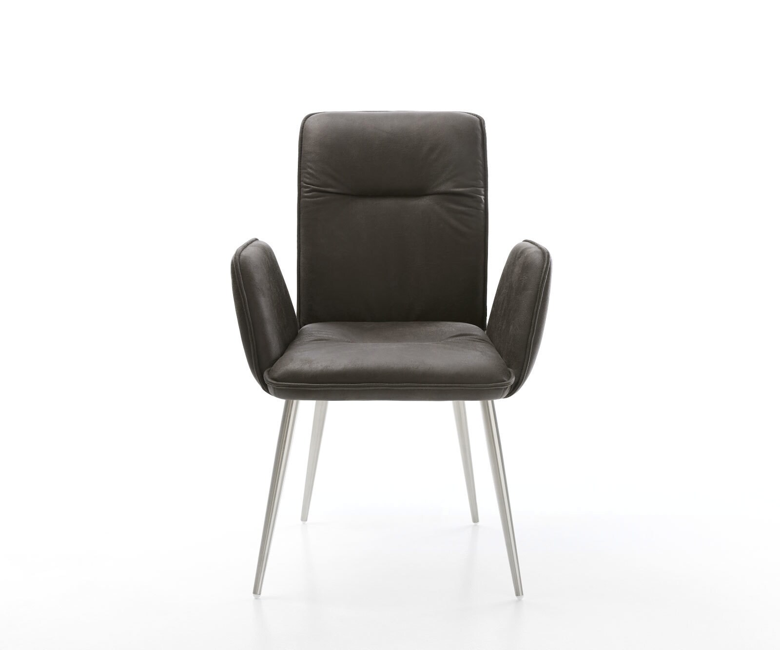 Eetkamerstoel Vinja-Flex microvelours antraciet vintage 4-poot conisch roestvrij staal 1