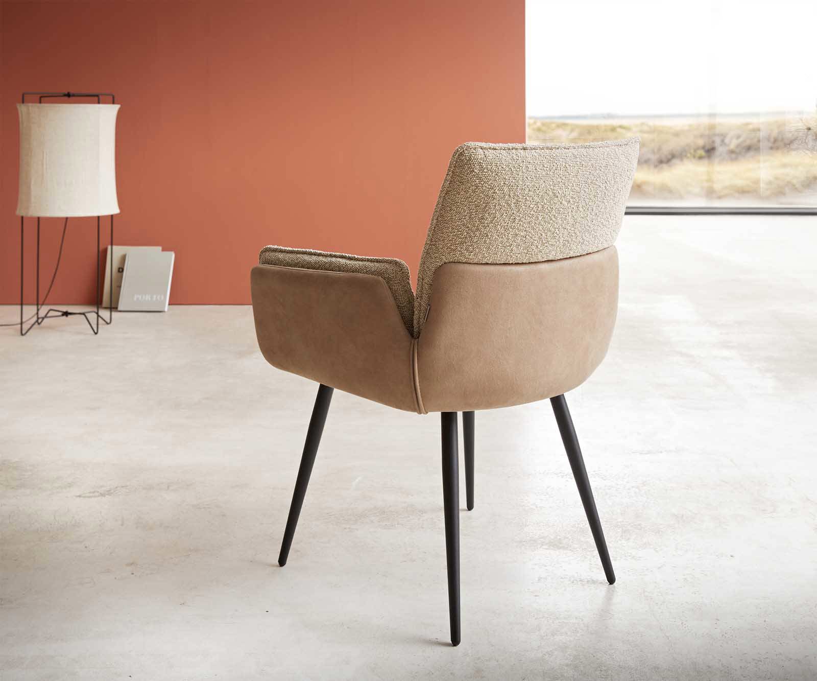 Eetkamerstoel Nela-Flex materiaalmix mud 4-poot conisch zwart 4 Eetkamerstoel Nela-Flex materiaalmix mud 4-poot conisch zwart 4