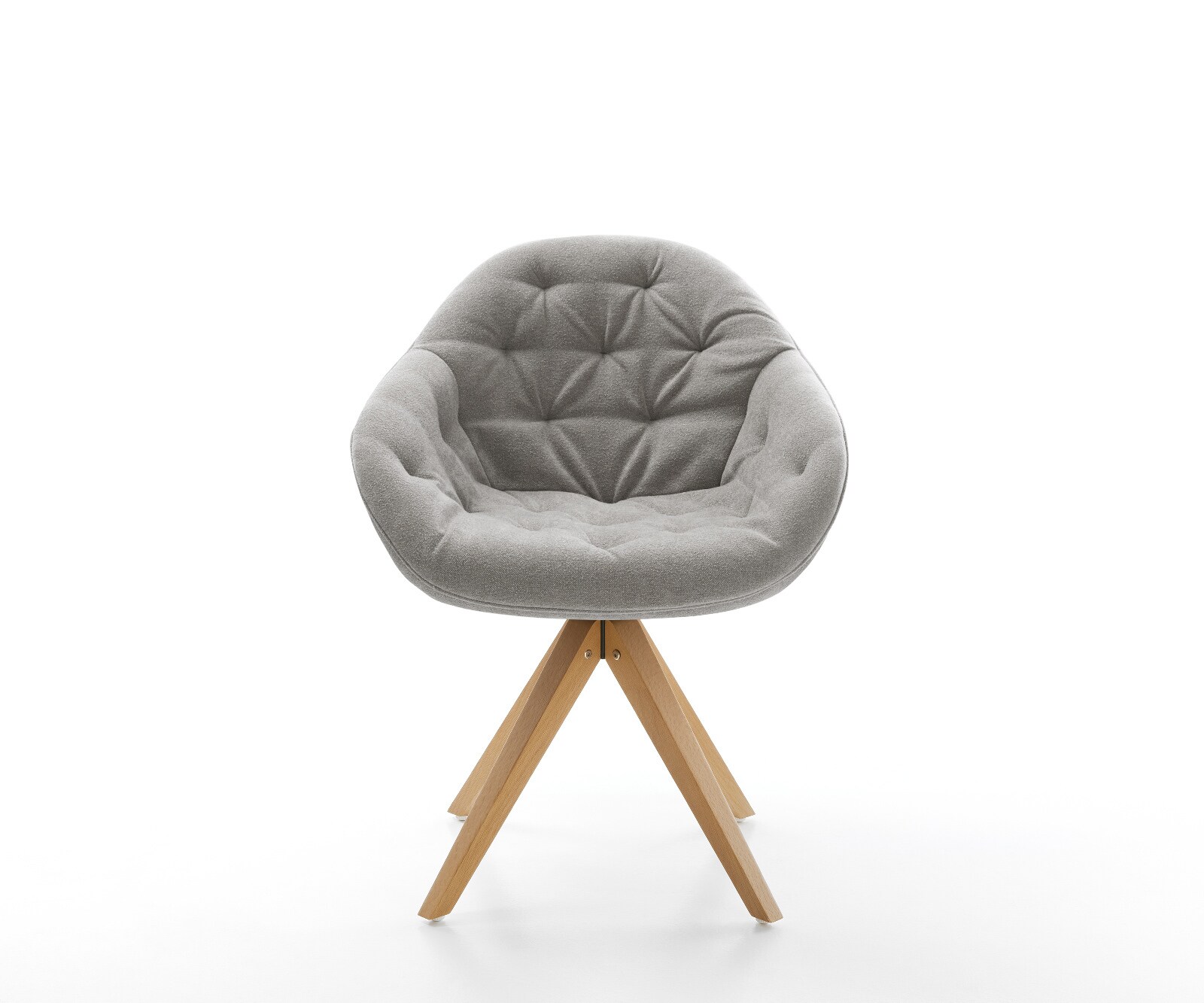 Draaistoel Gaio-Flex zachte stof met structuur grijs houten frame hoekig natuur 360° draaibaar 1