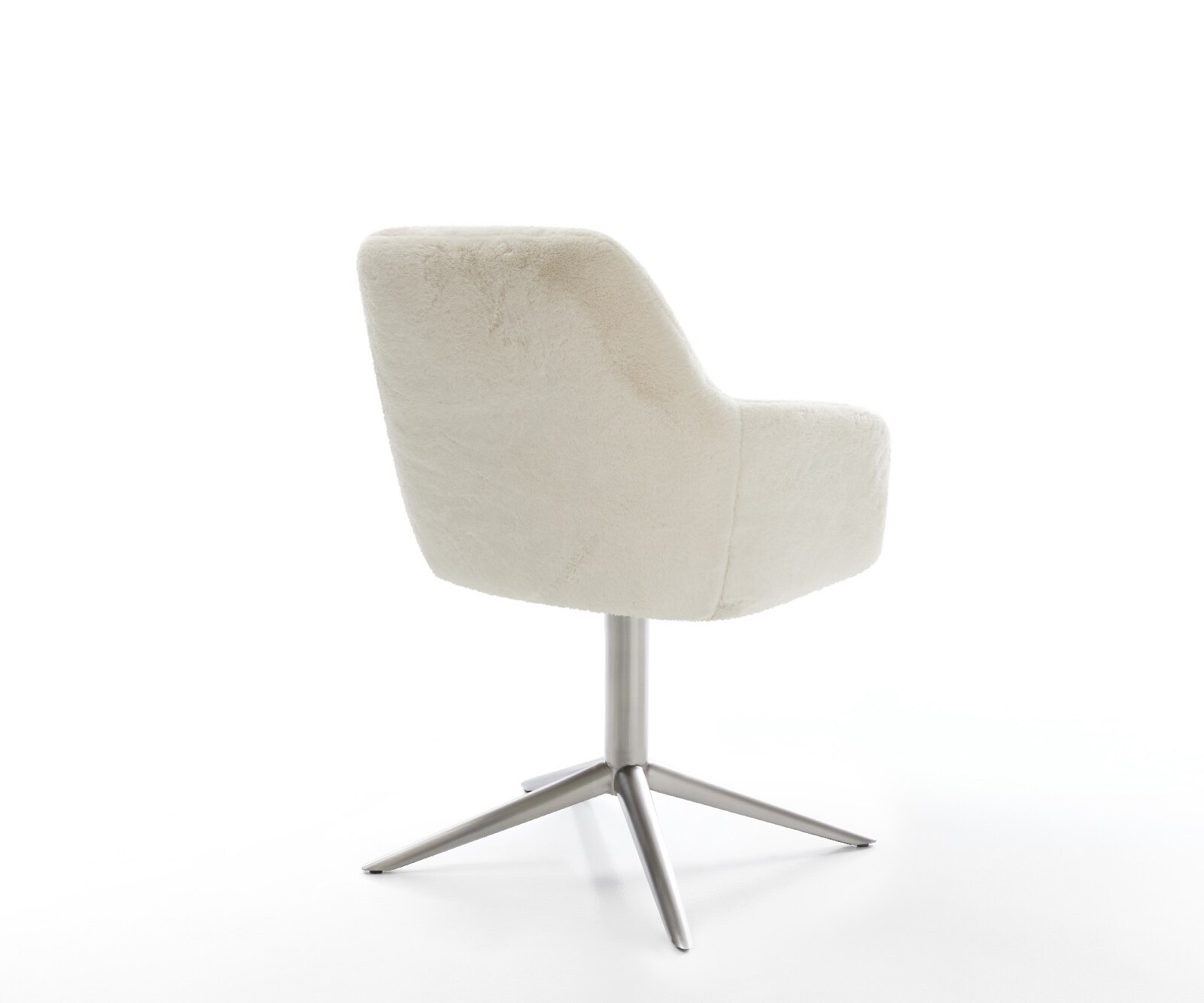 Draaistoel Pejo-Flex pluchen crème-wit kruispoot roestvrij staal 360° draaibaar rocker-functie pocketveer kern 4