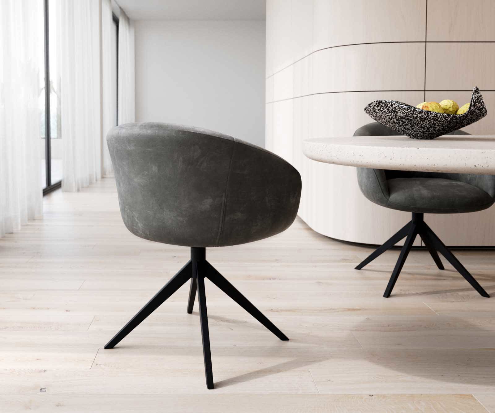 Draaistoel Vinka-Flex met armleuning microvelours antraciet vintage kruisframe breed zwart 360° draaibaar pocketveer kern 4 Draaistoel Vinka-Flex met armleuning microvelours antraciet vintage kruisframe breed zwart 360° draaibaar pocketveer kern 4