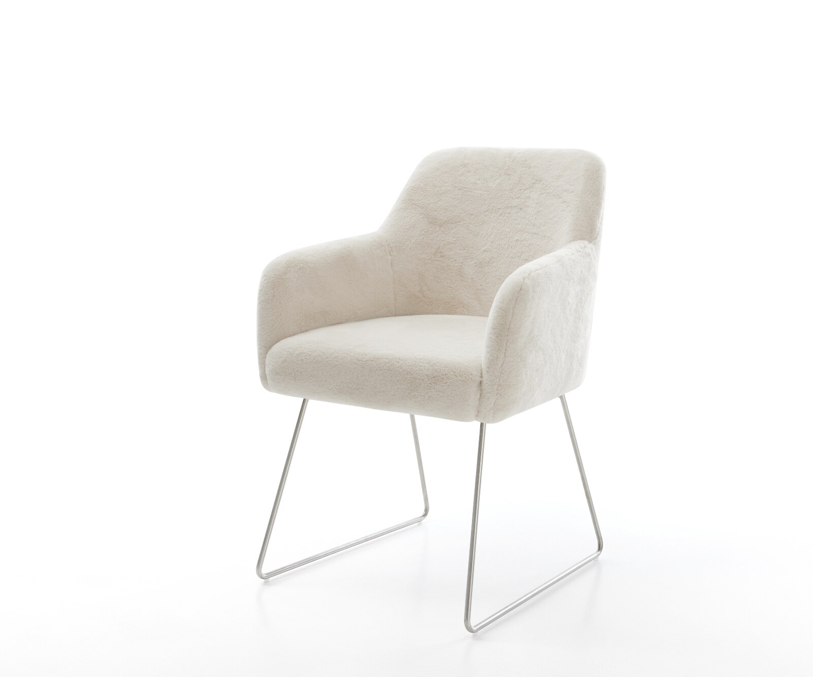 Eetkamerstoel Greg-Flex pluchen crème-wit slipframe roestvrij staal pocketveer kern 1