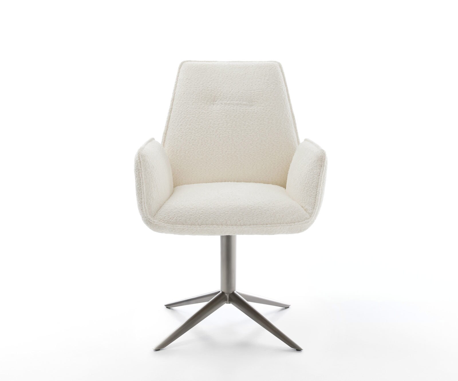 Draaistoel Zoa-Flex bouclé wit kruispoot grafiet 360° draaibaar rocker-functie pocketveer kern 1