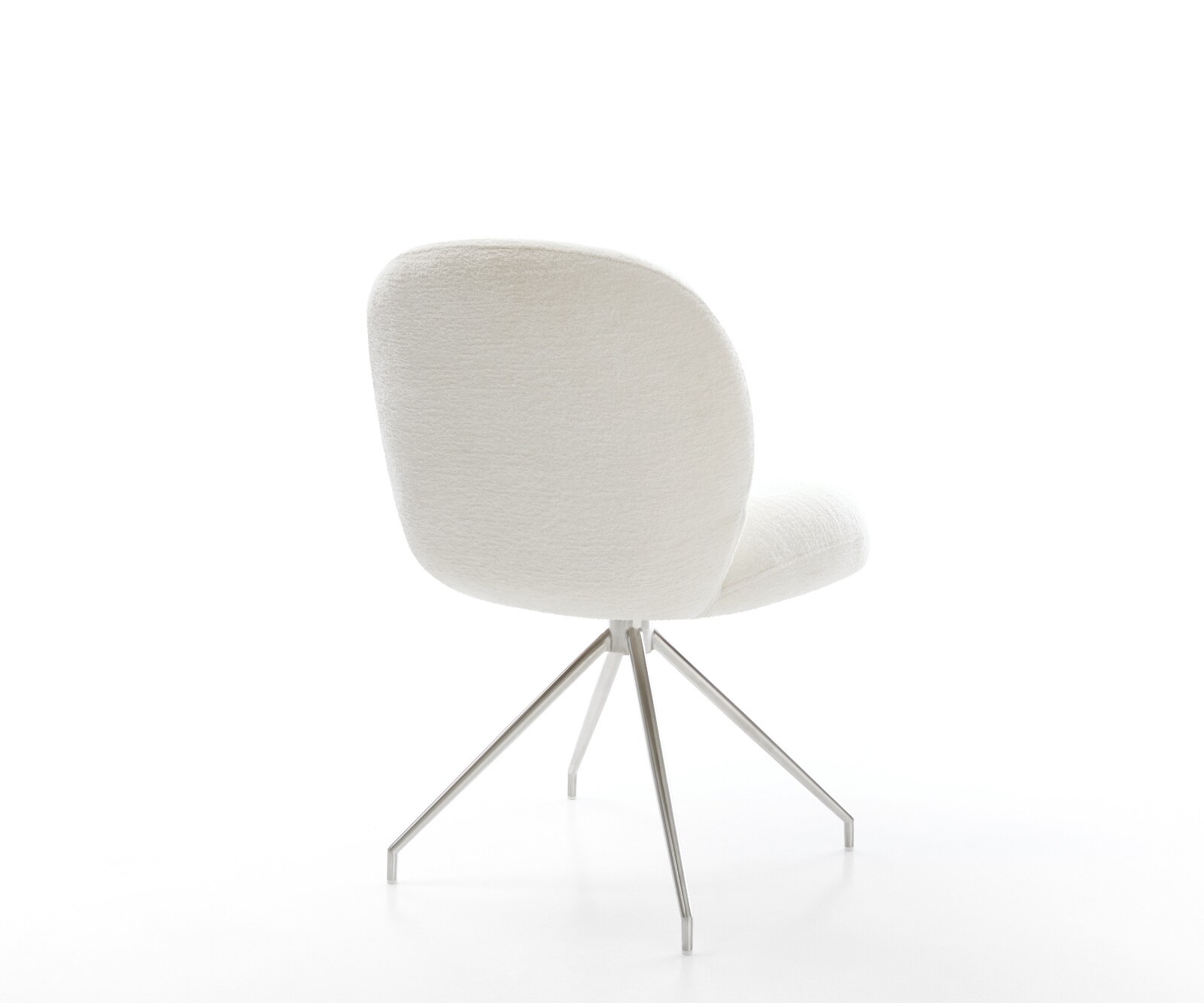 Eetkamerstoel Nube-Flex bouclé zacht beige kruisframe conisch roestvrij staal pocketveer kern 5