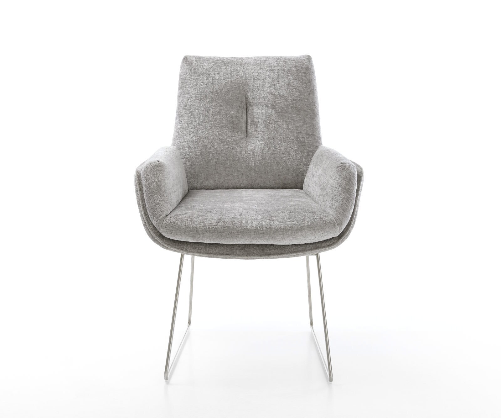 Eetkamerstoel Clea-Flex chenille zilver grijs slipframe roestvrij staal 1 Eetkamerstoel Clea-Flex chenille zilver grijs slipframe roestvrij staal 1