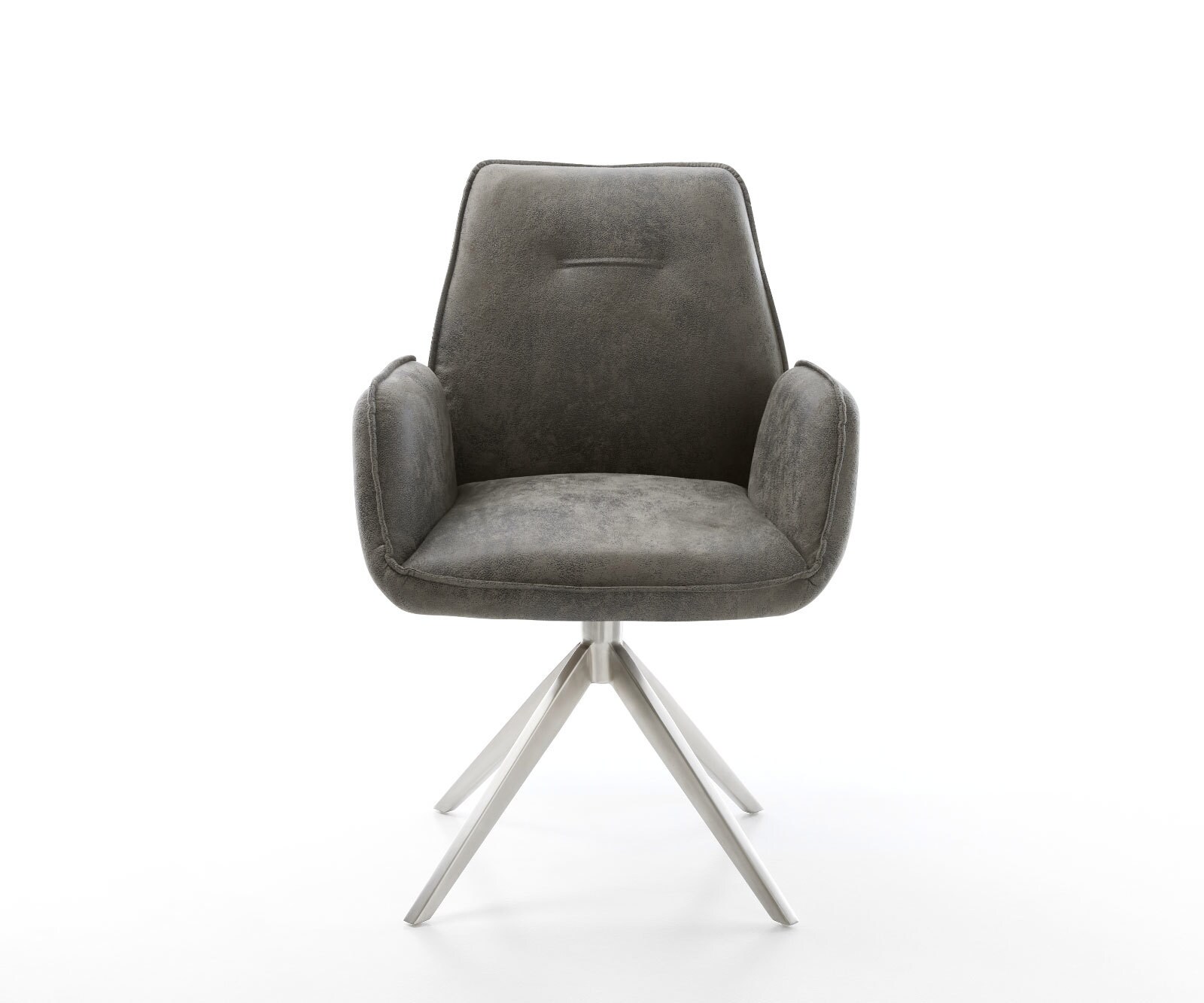 Draaistoel Zoa-Flex microvelours grijs antiek kruisframe breed roestvrij staal 360° draaibaar rocker-functie pocketveer kern 1