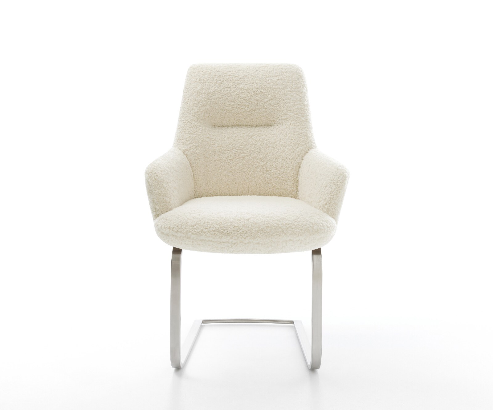 Sledemodel Zelia-Flex met armleuning teddy beige sledemodel vlak roestvrij staal pocketveer kern 2