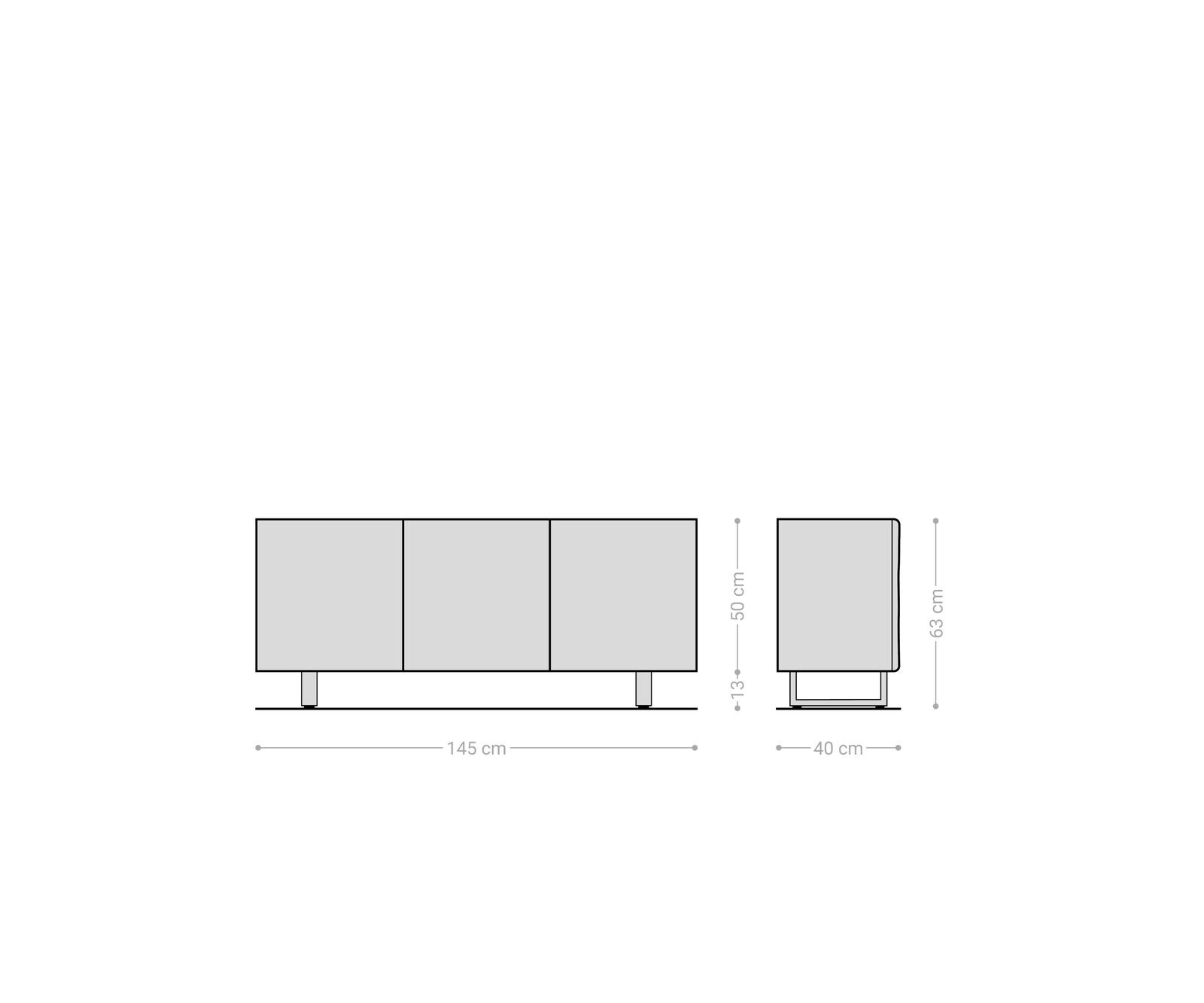 Dressoir New Live-Edge 145 cm eiken natuur 3 deurs Skid metaal zwart 9
