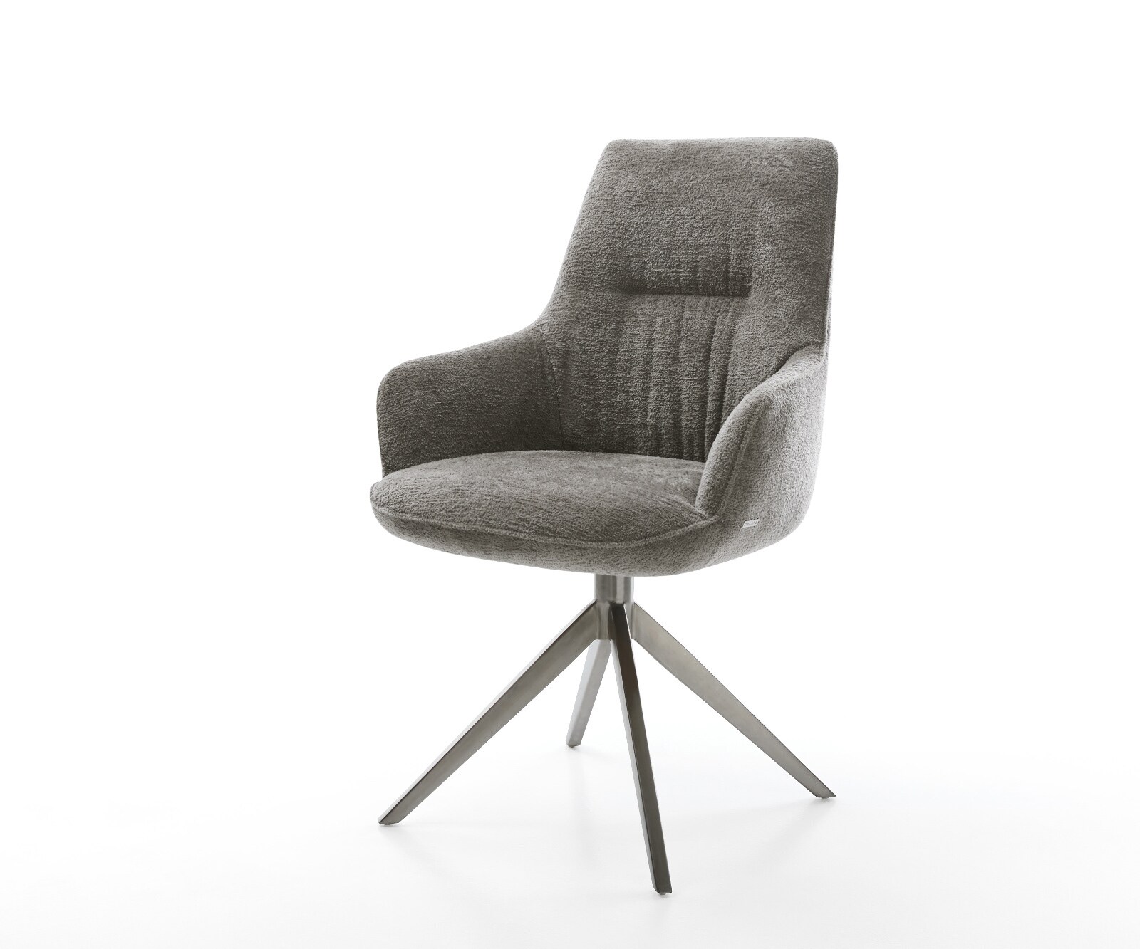Draaistoel Zelia-Flex met armleuning bouclé zacht mud kruisframe breed grafiet 360° draaibaar rocker-functie pocketveer kern