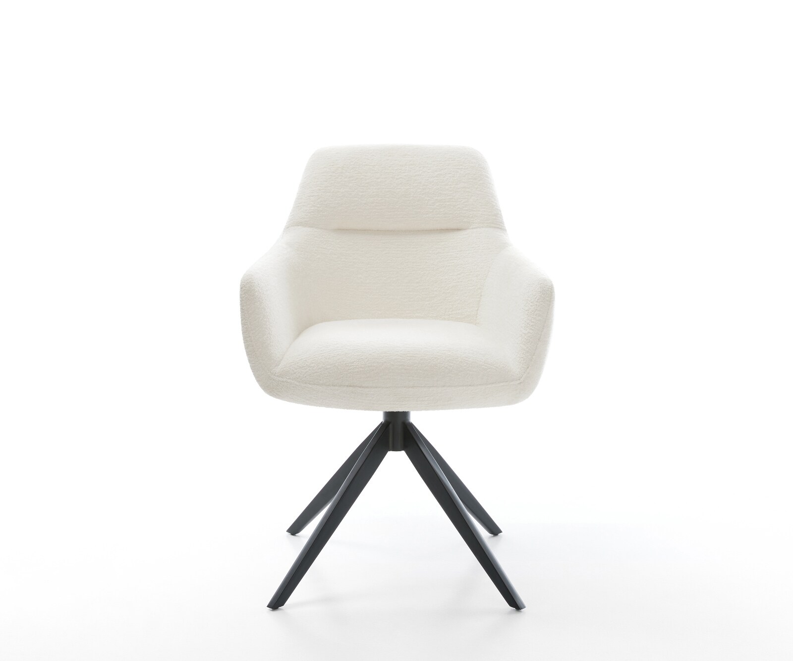 Draaistoel Pejo-Flex bouclé zacht beige kruisframe breed zwart 360° draaibaar rocker-functie pocketveer kern 2