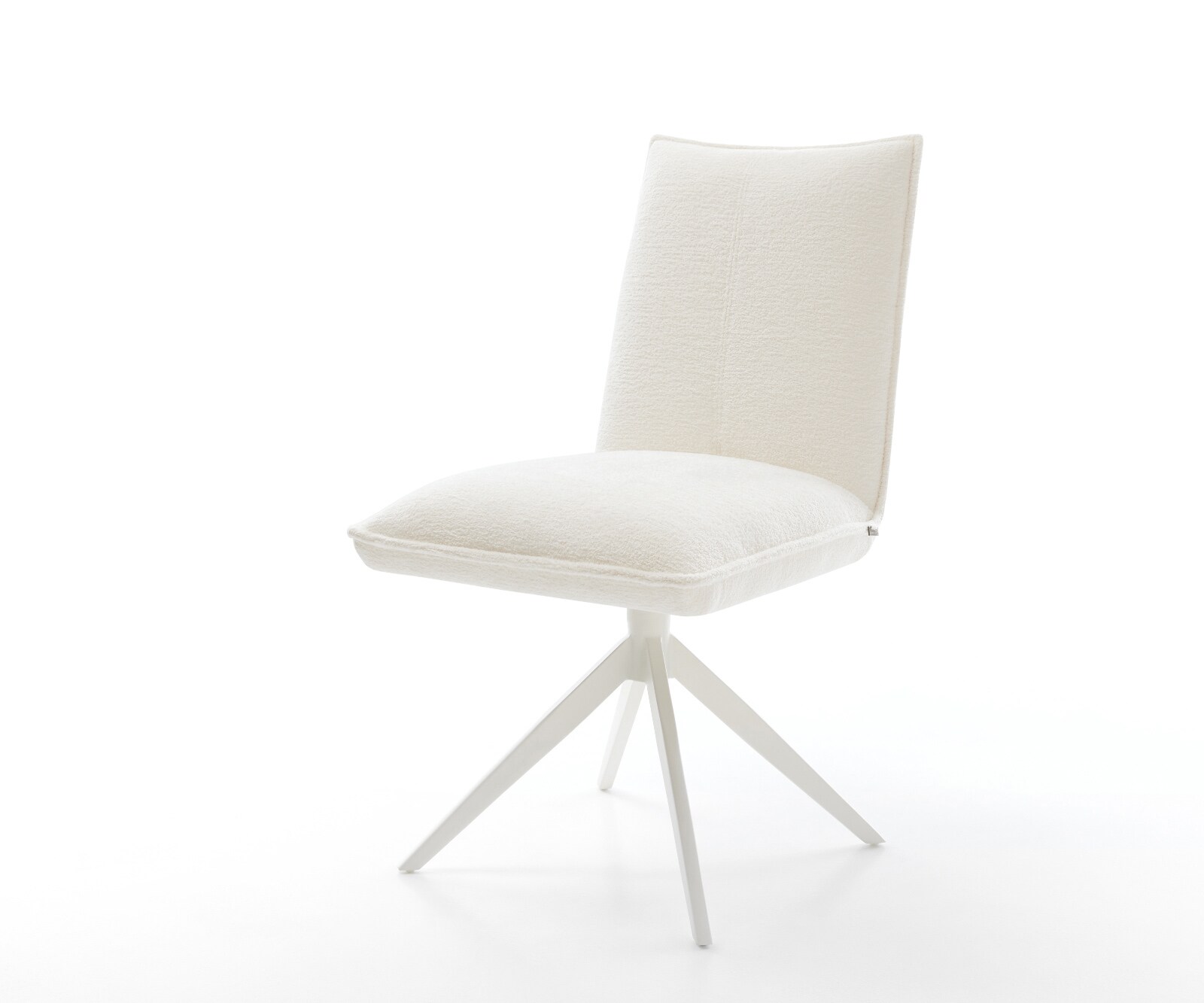 Draaistoel Lelio-Flex bouclé zacht beige kruisframe breed wit 360° draaibaar rocker-functie pocketveer kern 1