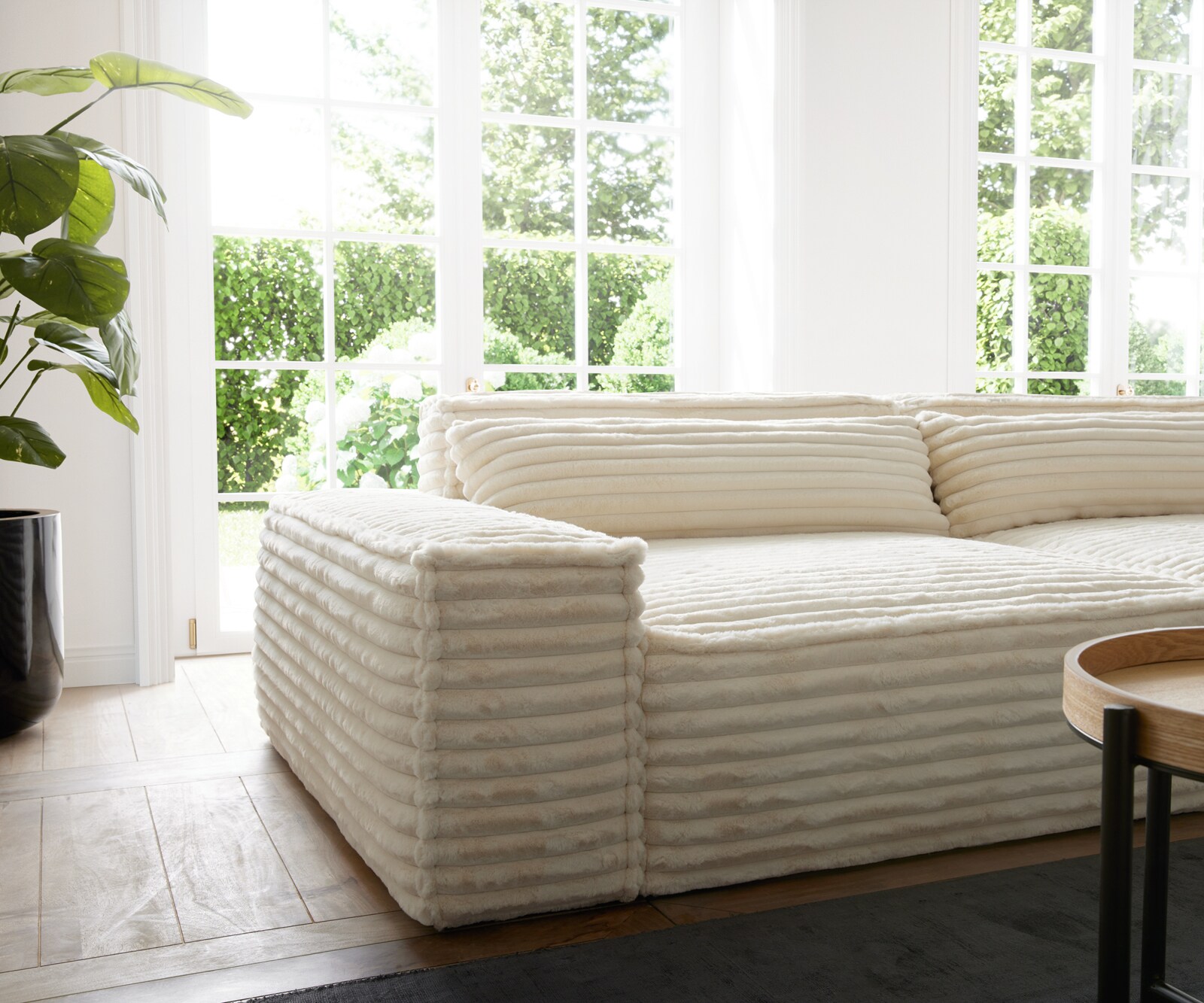 Hoekbank Sirpio XL 270x170 cm Pluche Koord Beige Recamiere Variabel 5