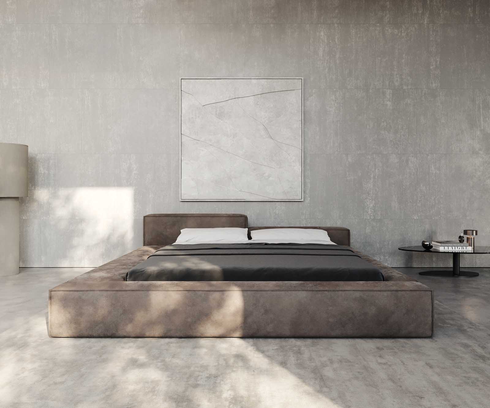 Bedframe Kalinea 180x200 cm microvezel taupe vintage 1