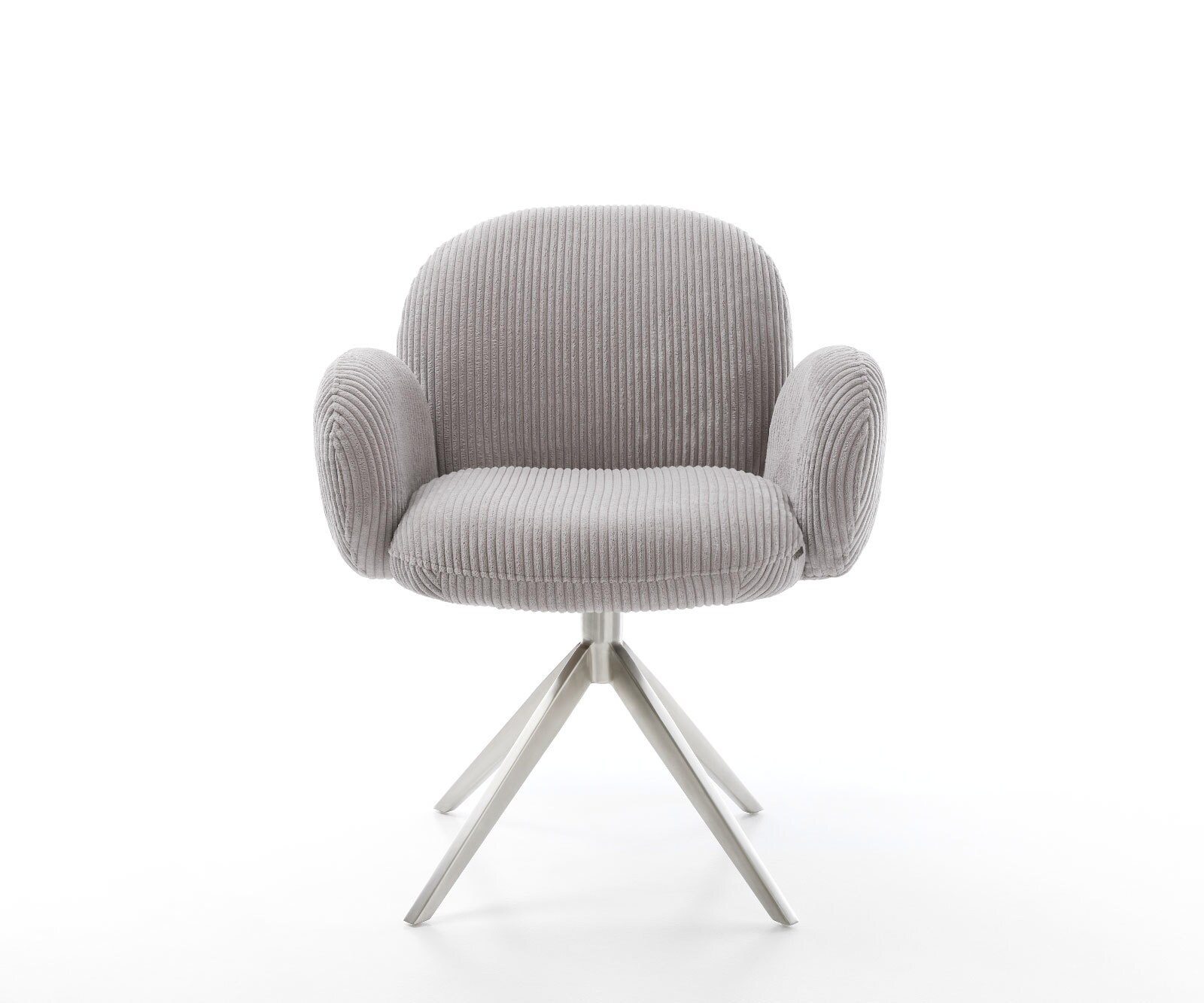 Draaistoel Nube-Flex met armleuning koord zilver grijs kruisframe breed roestvrij staal 360° draaibaar rocker-functie pocketveer kern 1